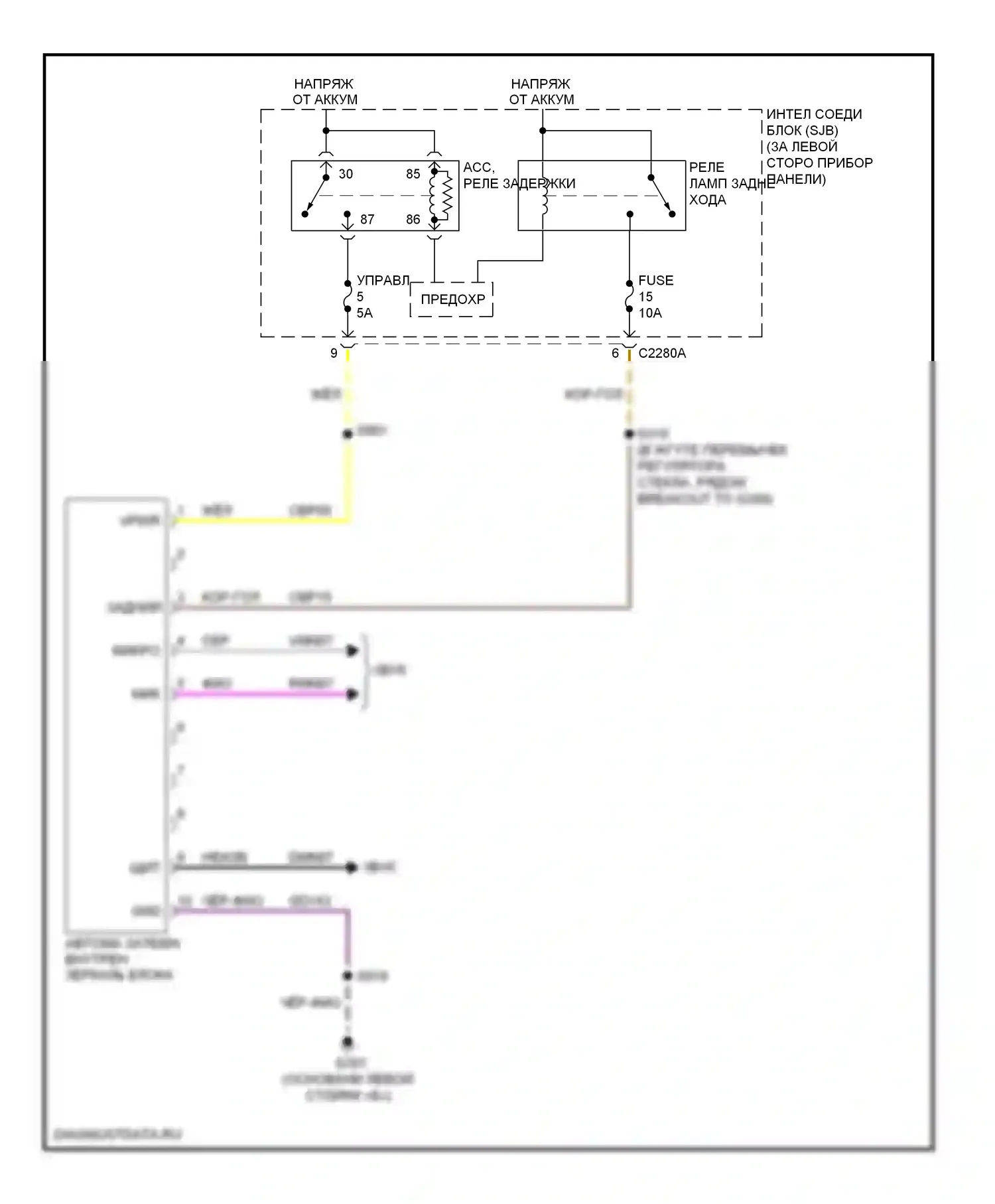 Explorer Ford IV (2005-2010): Электросхема электрохромного зеркала, с микрофоном 