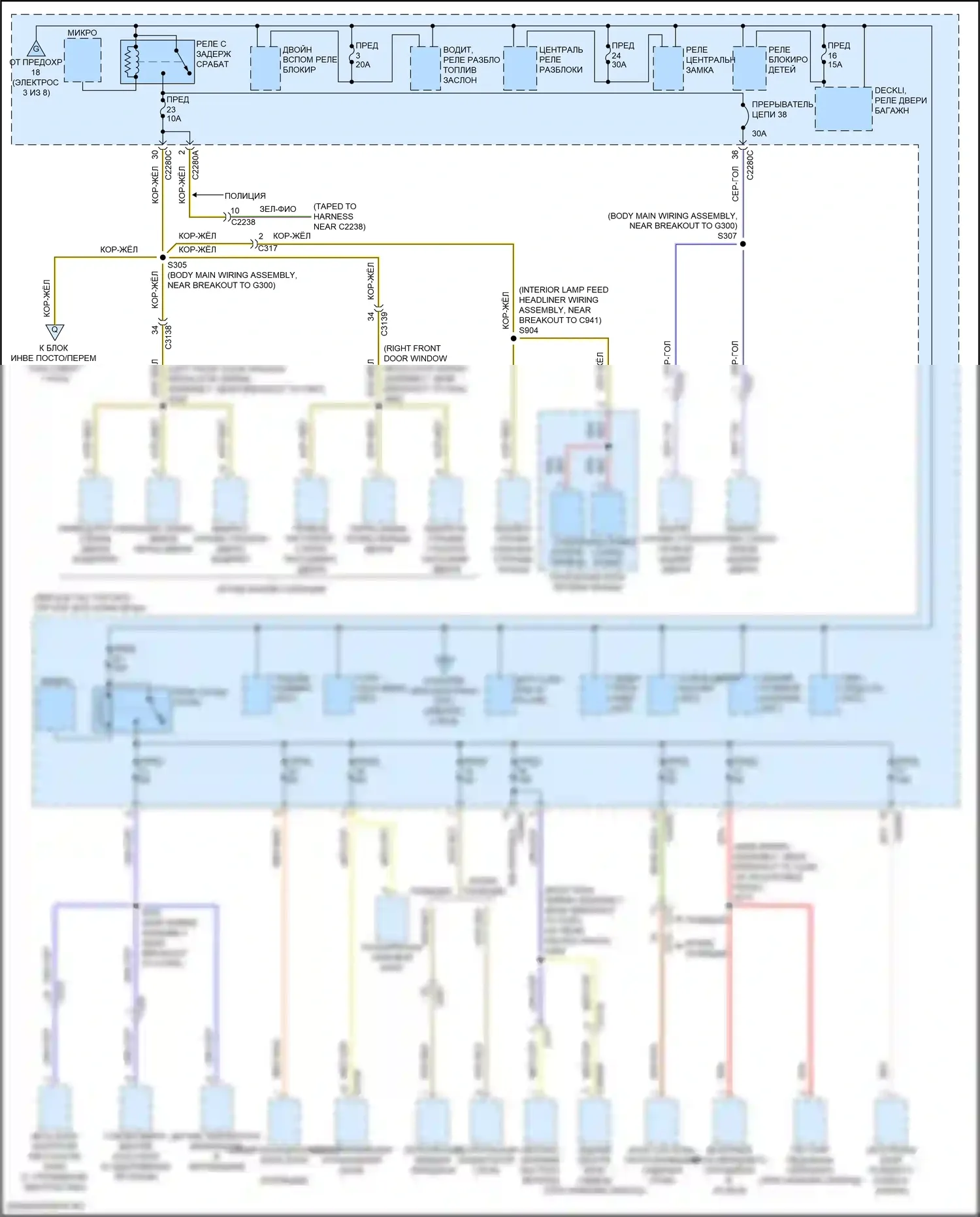 Explorer Ford V рестайлинг 2 (2017-2019): Электросхема блока предохранителей реле (4 из 8) 