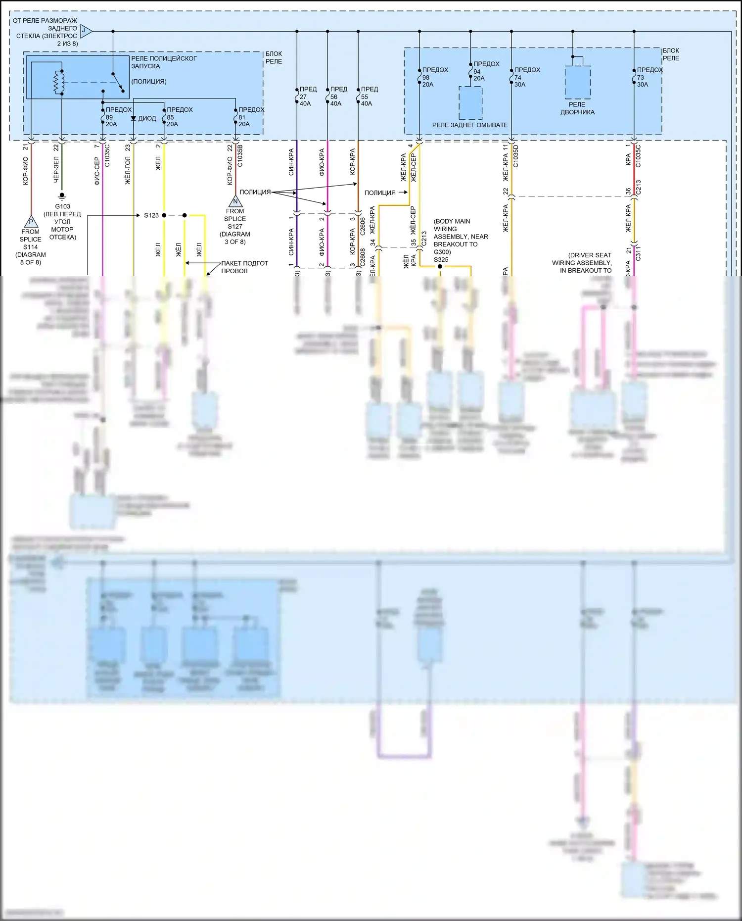 Explorer Ford V рестайлинг 2 (2017-2019): Электросхема блока предохранителей реле (6 из 8) 