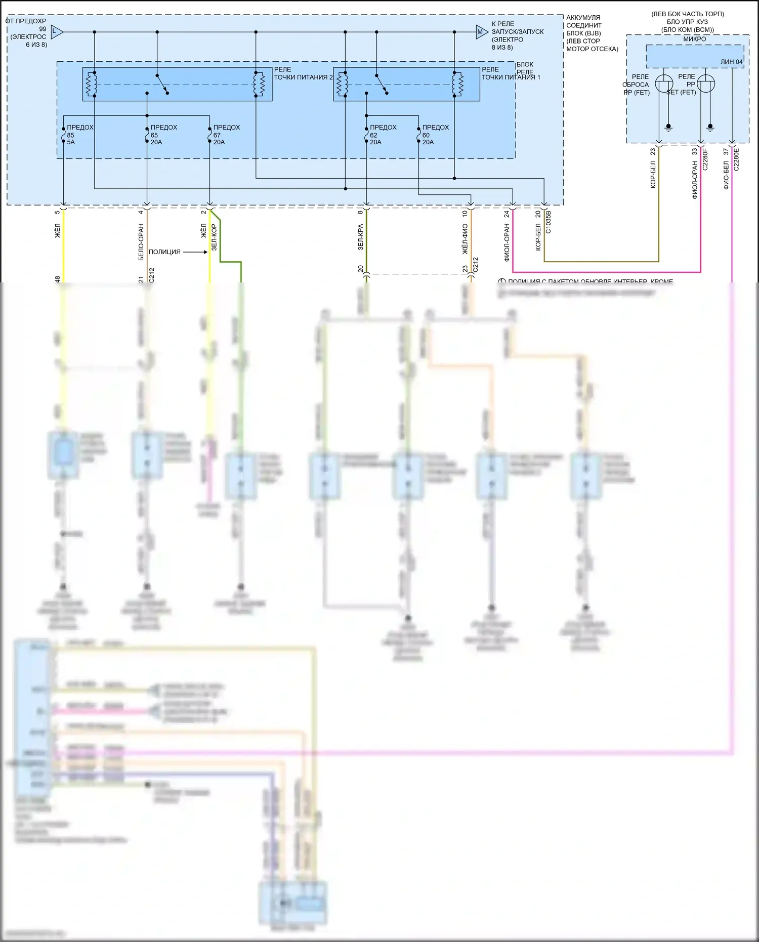 Explorer Ford V рестайлинг 2 (2017-2019): Электросхема блока предохранителей реле (7 из 8) 