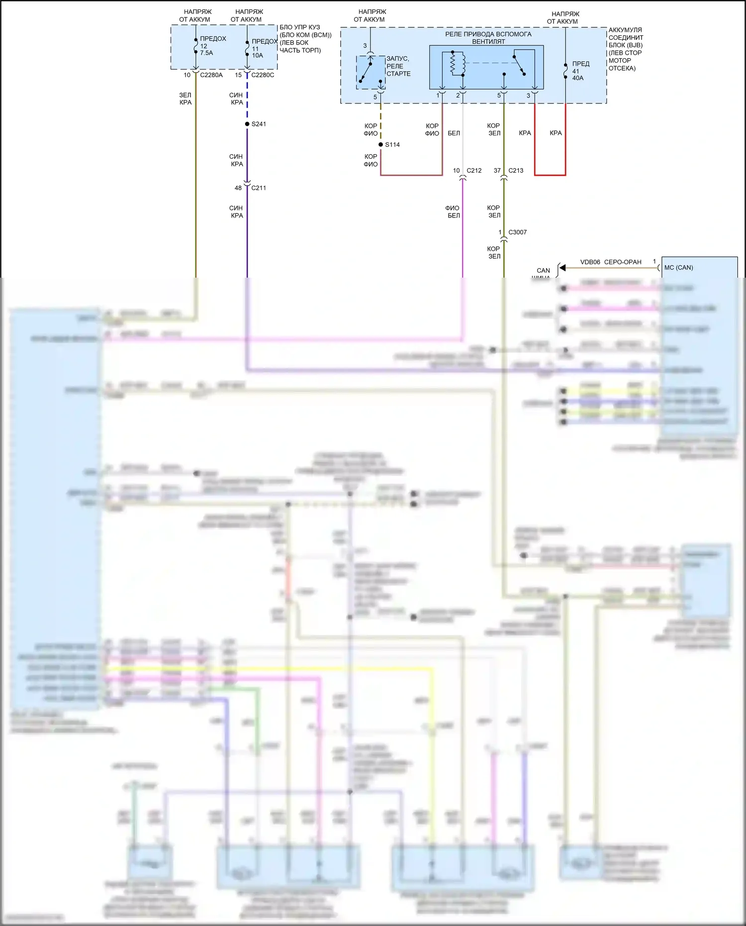 Explorer Ford V рестайлинг 2 (2017-2019): Электросхема вспомогательного вентилятора 