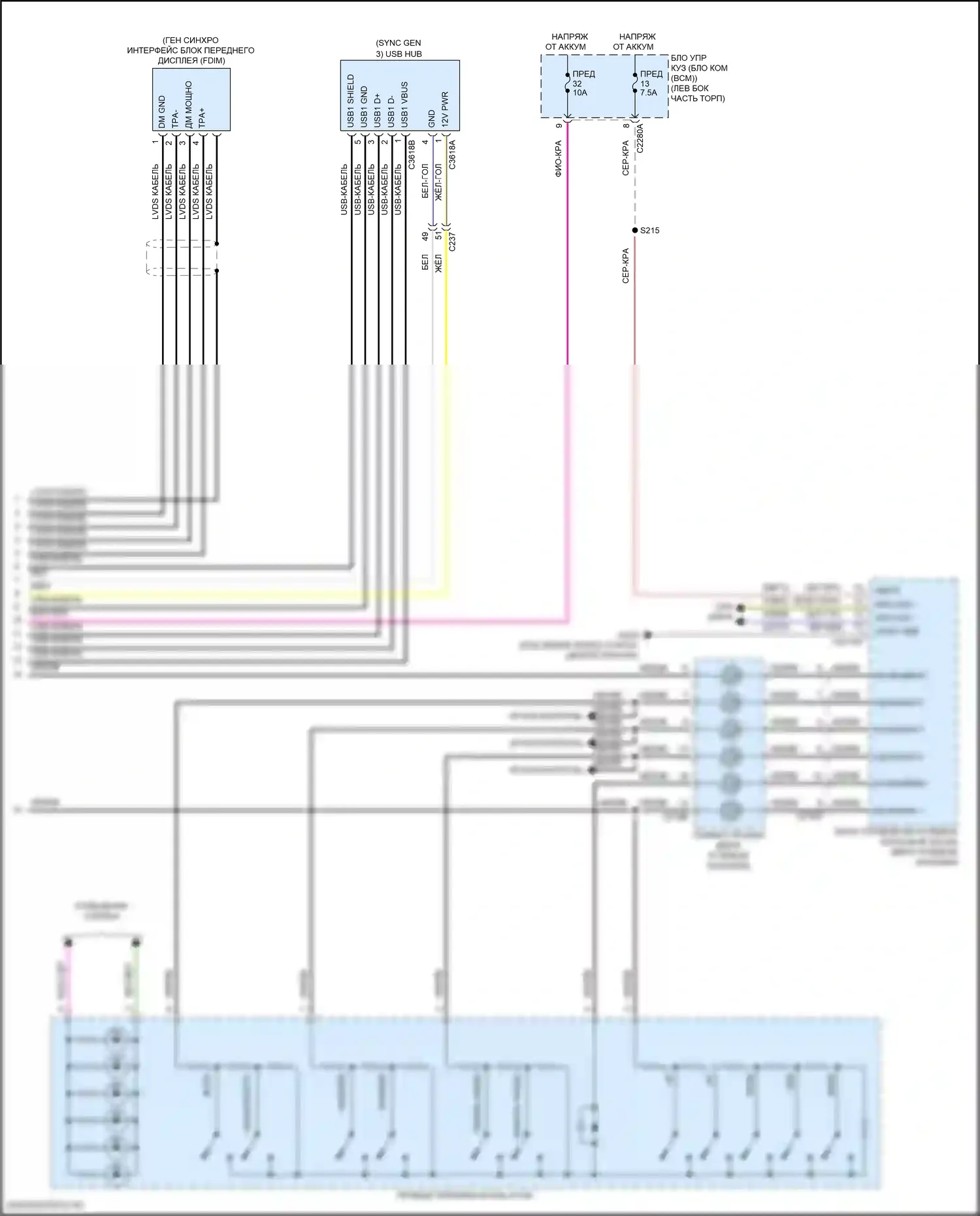 Explorer Ford V рестайлинг 2 (2017-2019): Электросхема магнитолы синхронизации с сенсорным экраном (3 из 3) 