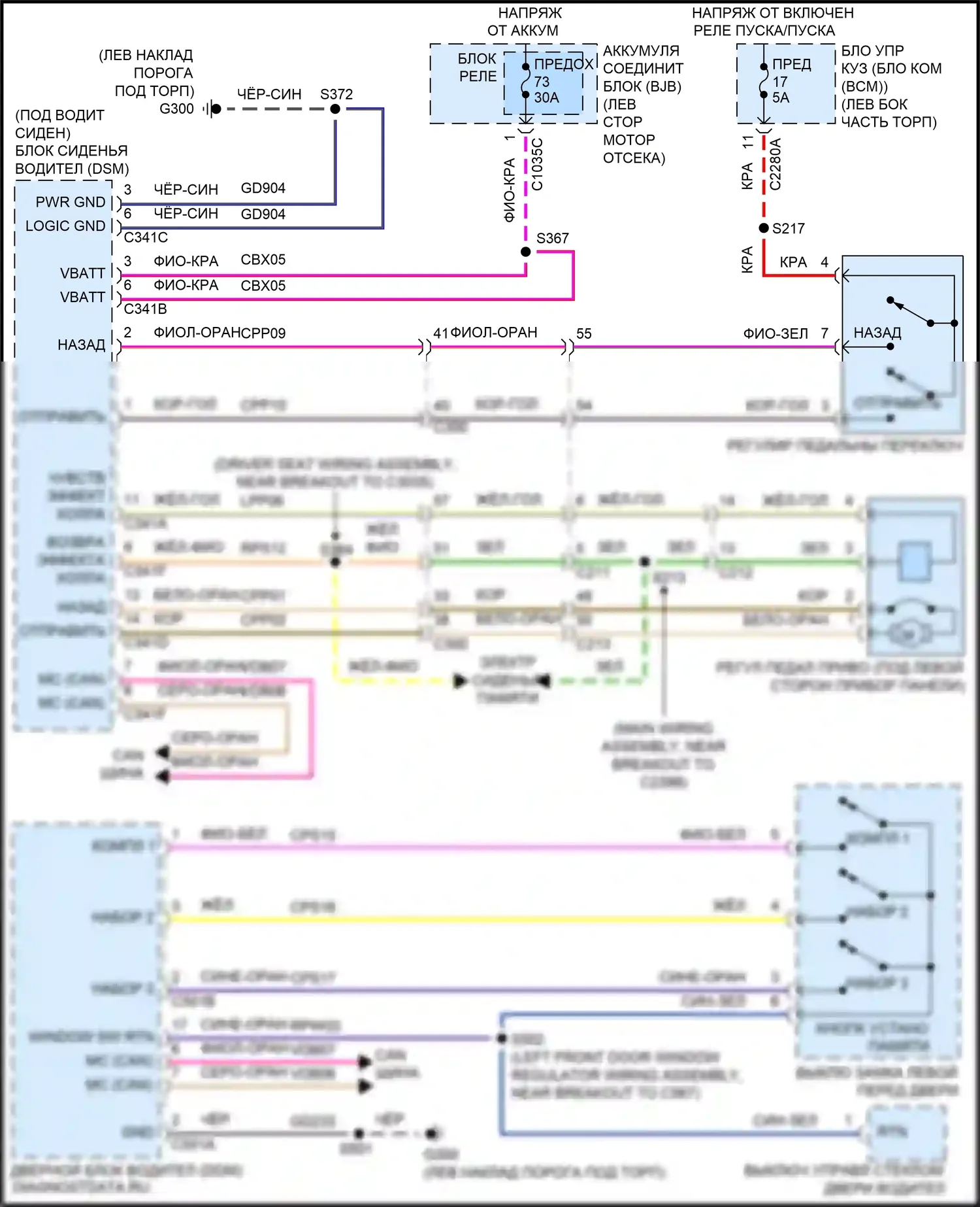 Explorer Ford V рестайлинг 2 (2017-2019): Электросхема регулируемой педали 