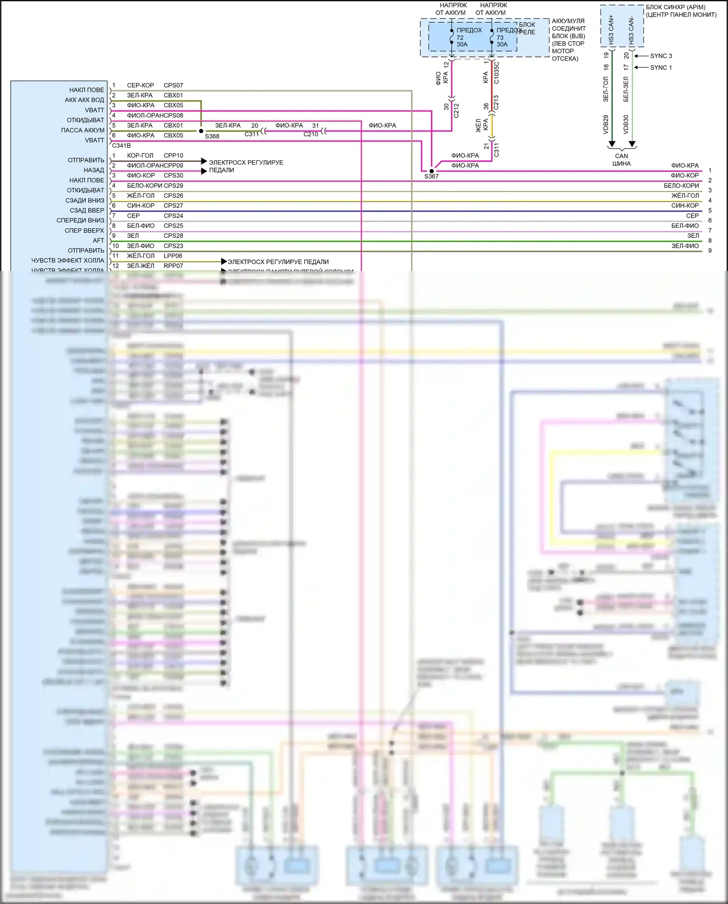 Explorer Ford V рестайлинг 2 (2017-2019): Электросхема сиденья памяти (1 из 2) 
