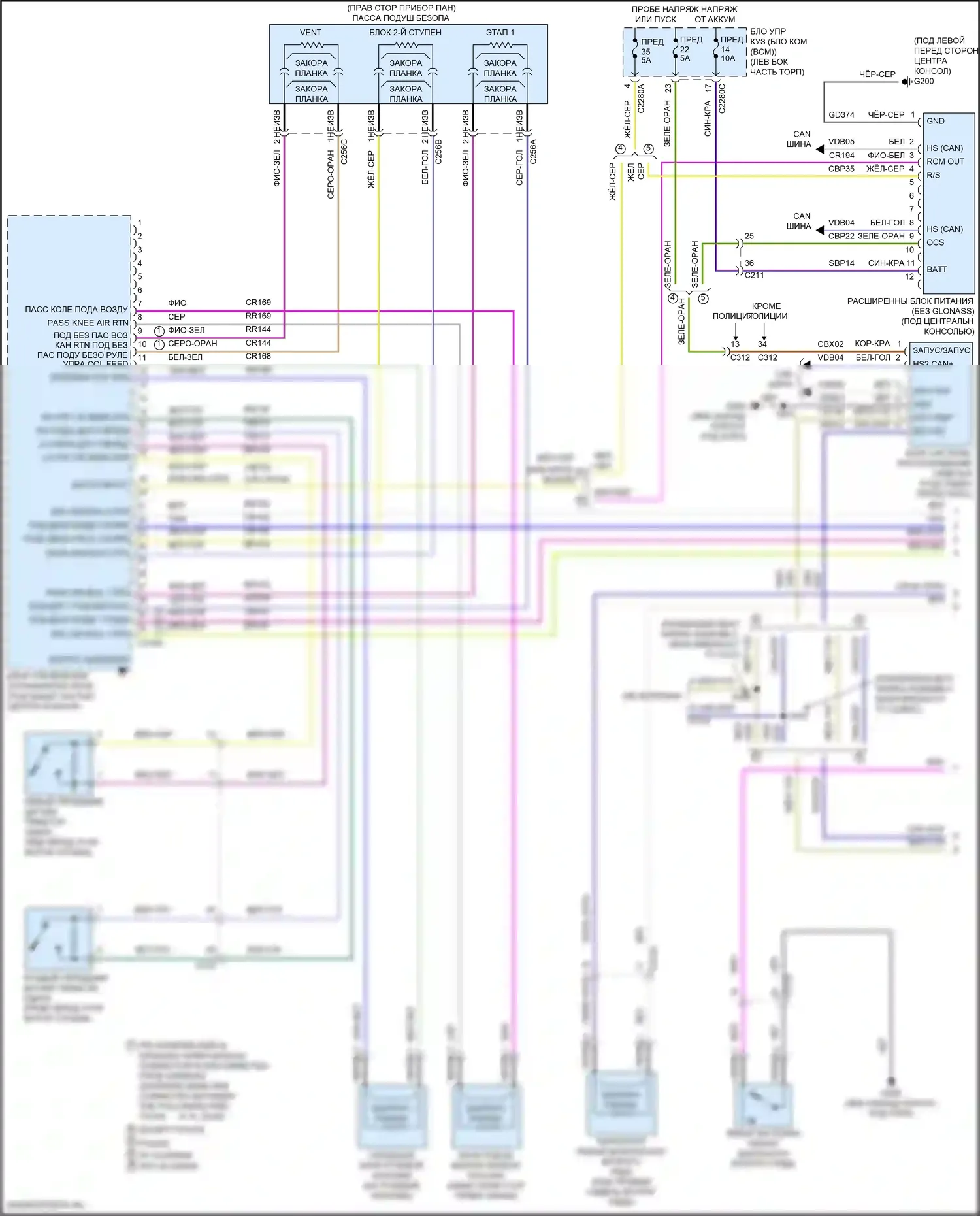 Explorer Ford V рестайлинг 2 (2017-2019): Электросхема подушек безопасности (1 из 3) 
