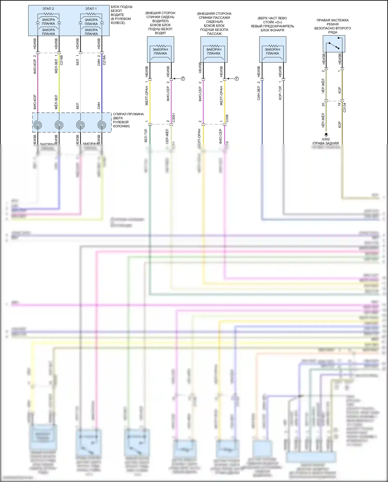 Explorer Ford V рестайлинг 2 (2017-2019): Электросхема подушек безопасности (2 из 3) 