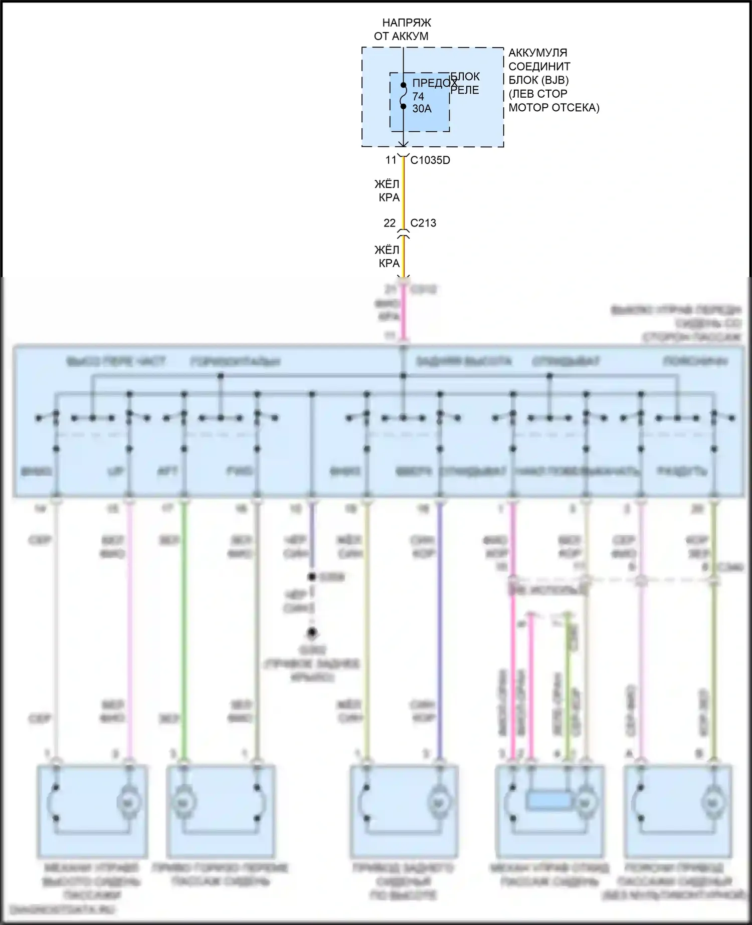 Explorer Ford V рестайлинг 2 (2017-2019): Электросхема сидений, 10-стороннее пассажирское сиденье 