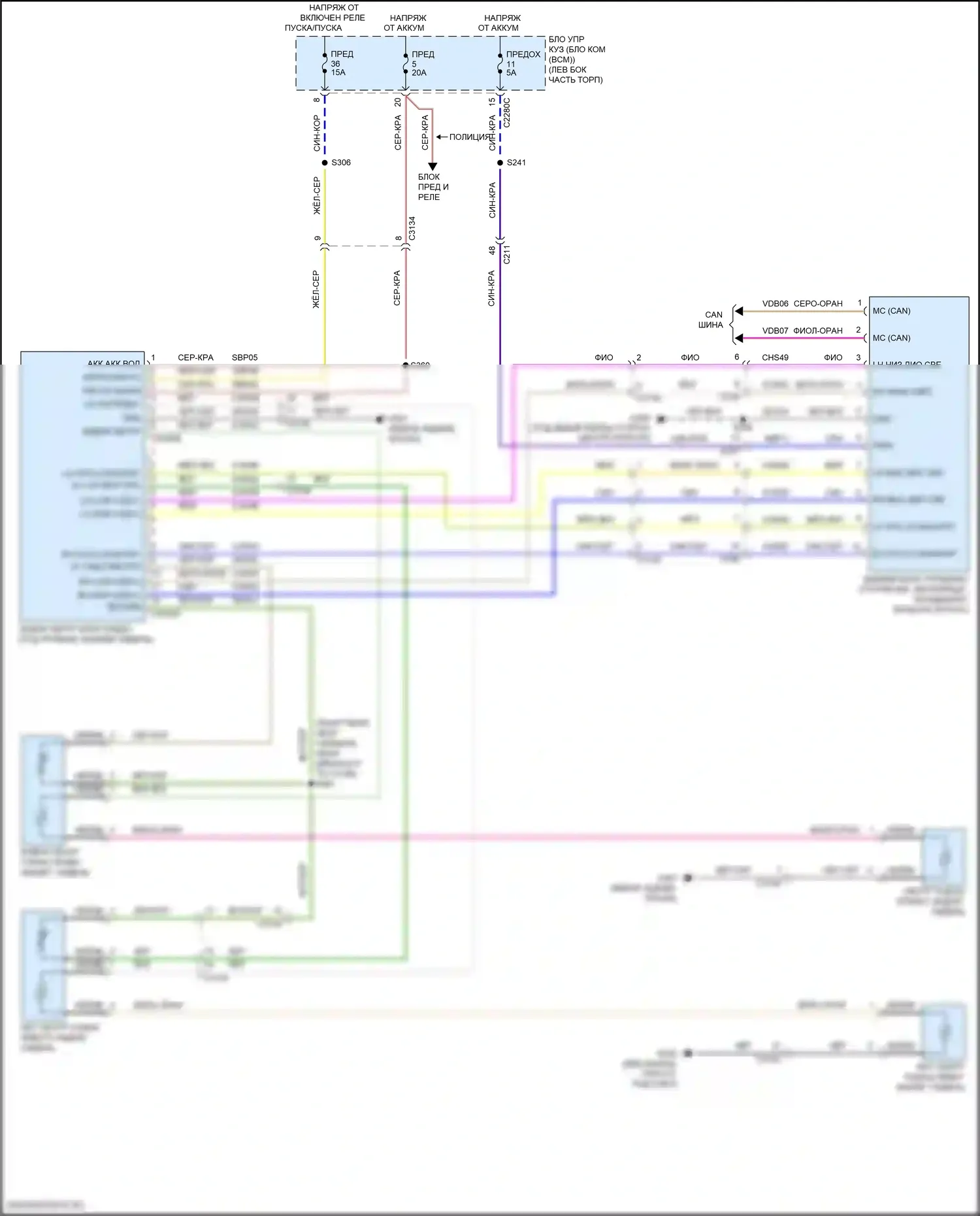 Explorer Ford V рестайлинг 2 (2017-2019): Электросхема задних обогреваемых сидений 