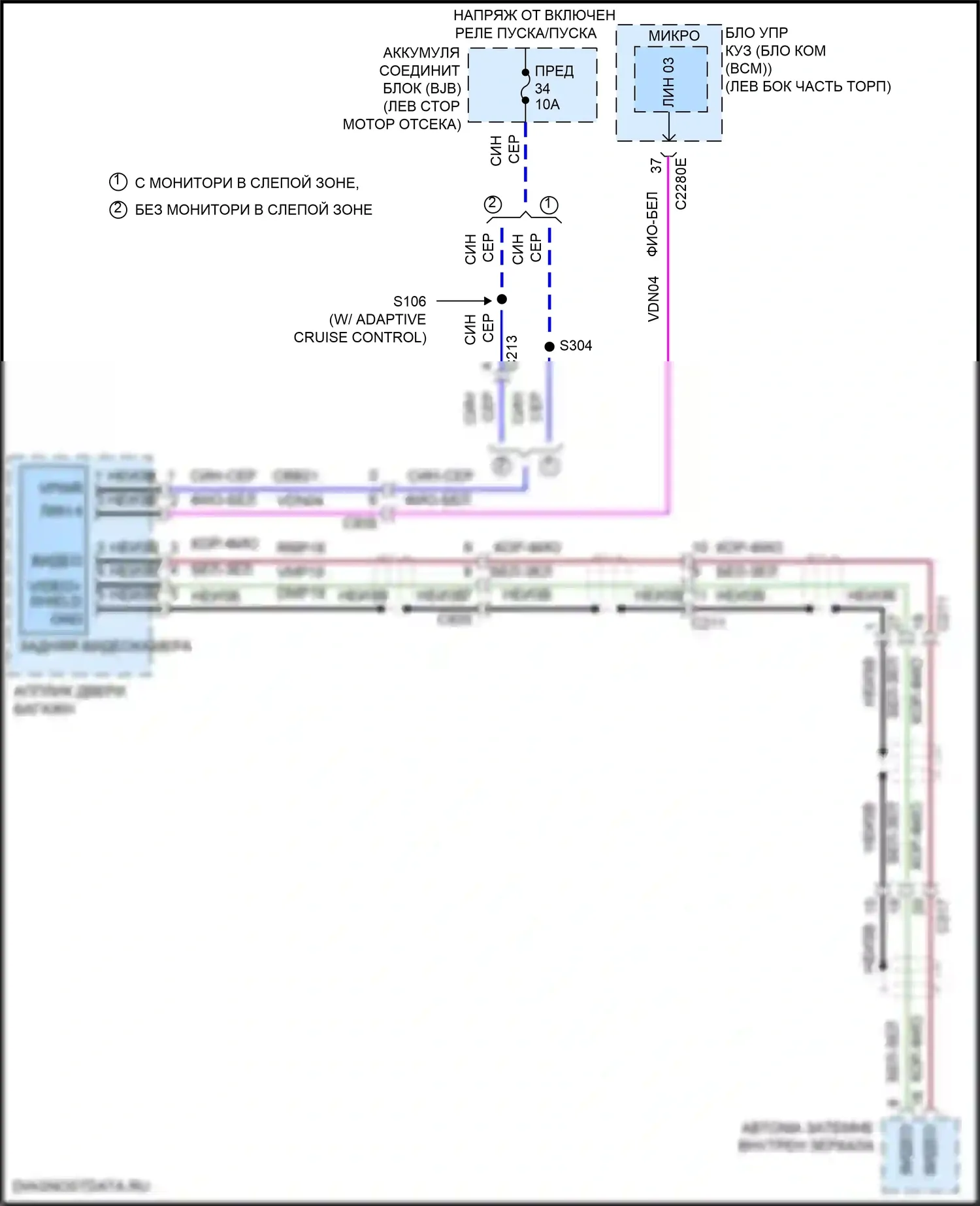Explorer Ford V рестайлинг 2 (2017-2019): Электросхема камеры заднего вида, базовая 