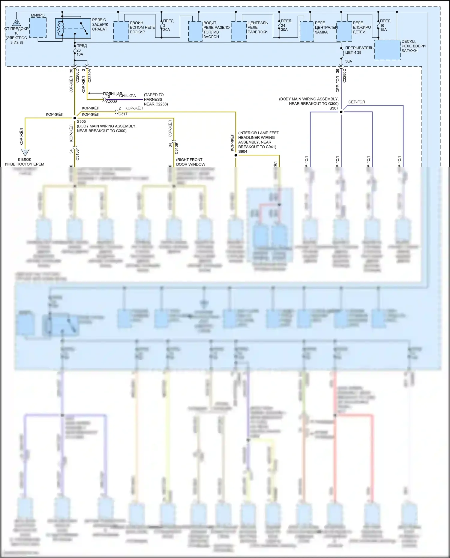 Explorer Ford V рестайлинг (2015-2018): Электросхема блока предохранителей реле (4 из 8) 