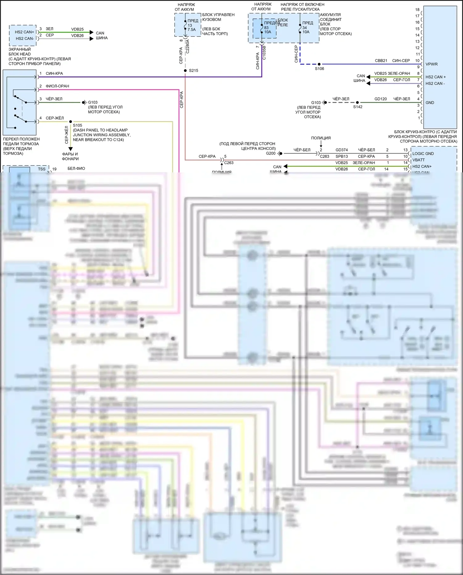 Explorer Ford V рестайлинг (2015-2018): Электросхема круиз-контроля 