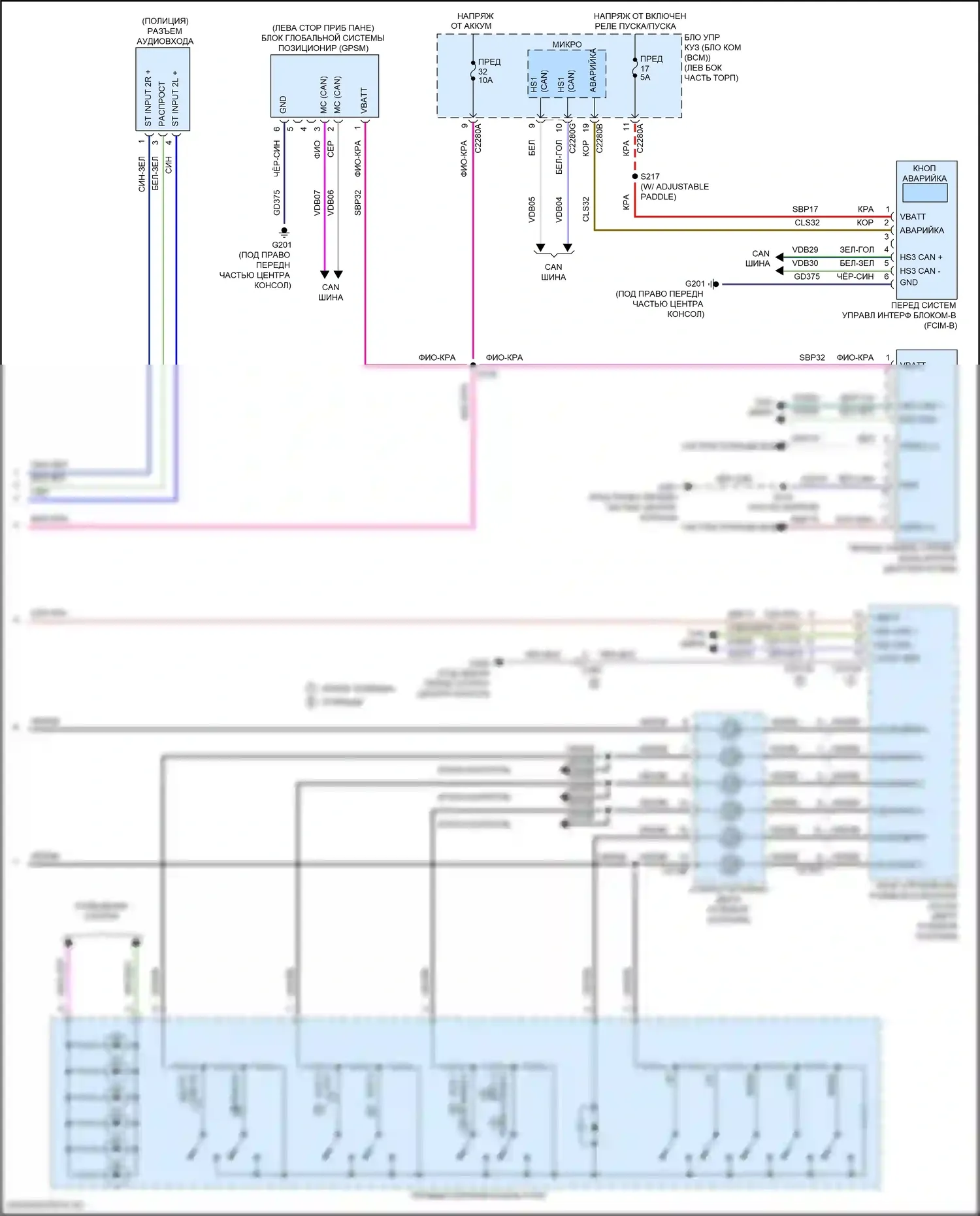 Explorer Ford V рестайлинг (2015-2018): Электросхема магнитолы синхронизации, без сенсорного экрана (3 из 3) 