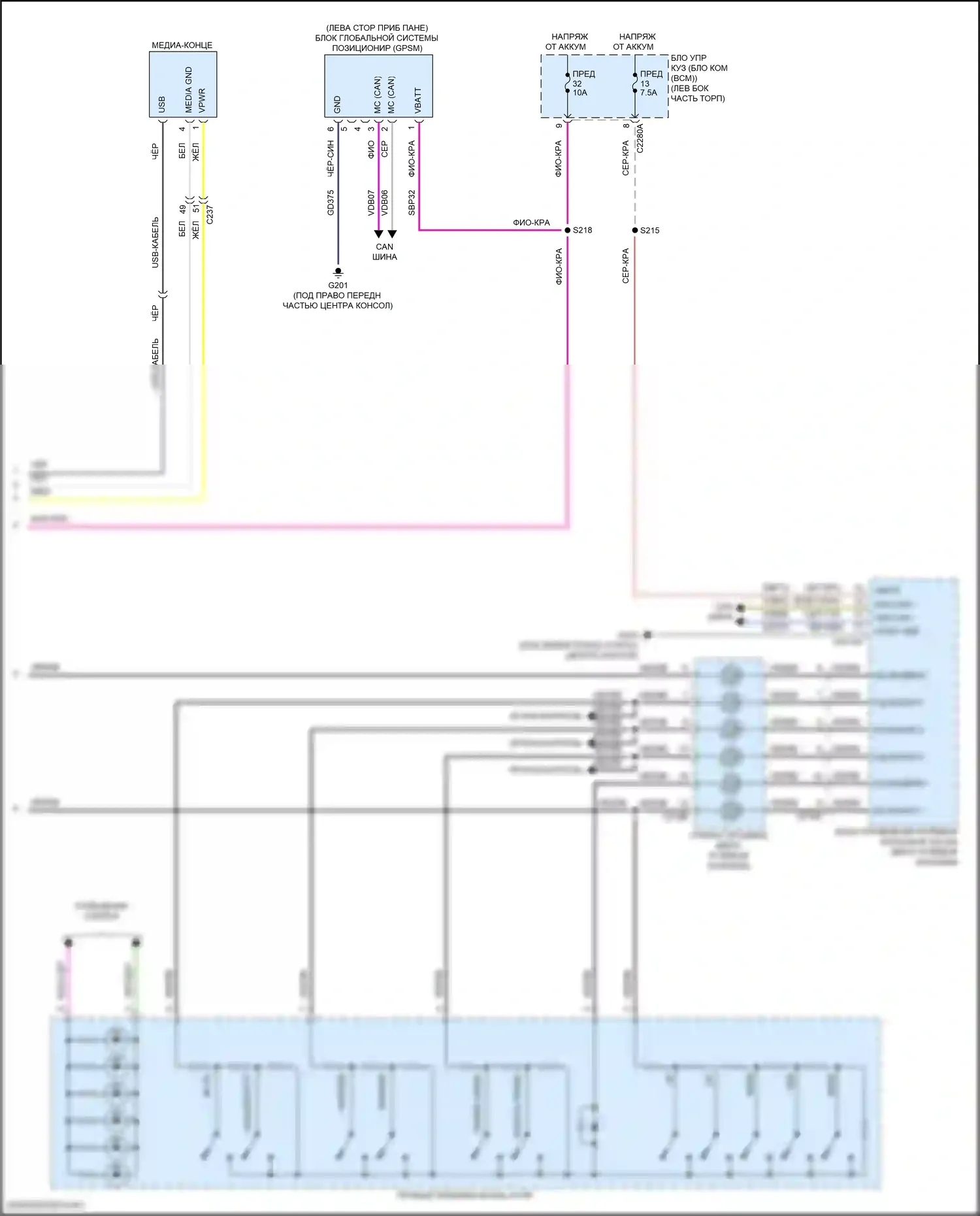 Explorer Ford V рестайлинг (2015-2018): Электросхема магнитолы синхронизации с сенсорным экраном (3 из 3) 