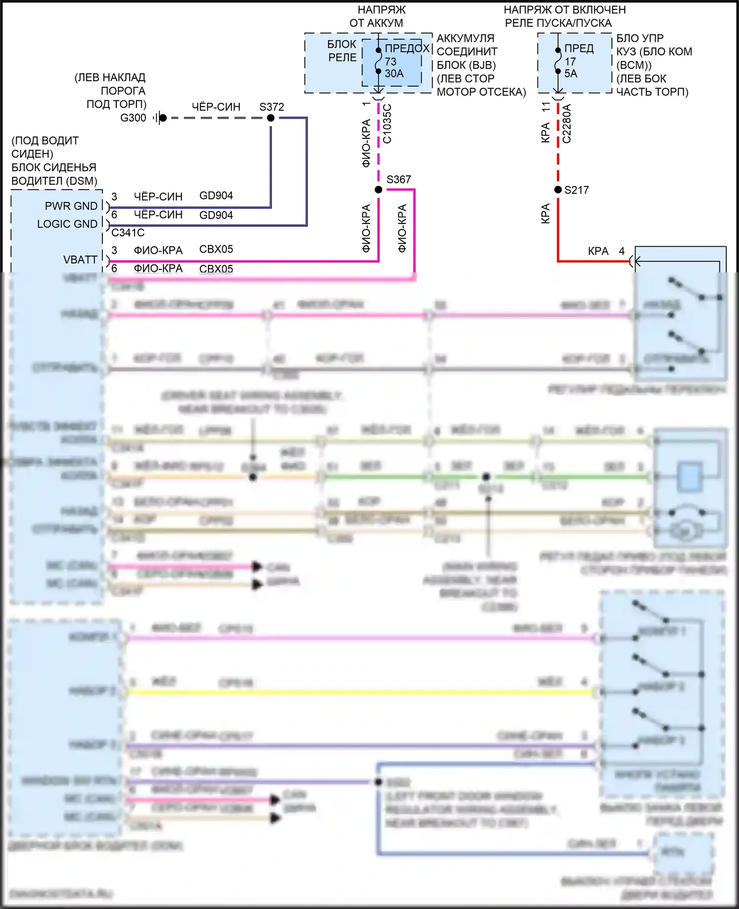Explorer Ford V рестайлинг (2015-2018): Электросхема регулируемой педали 