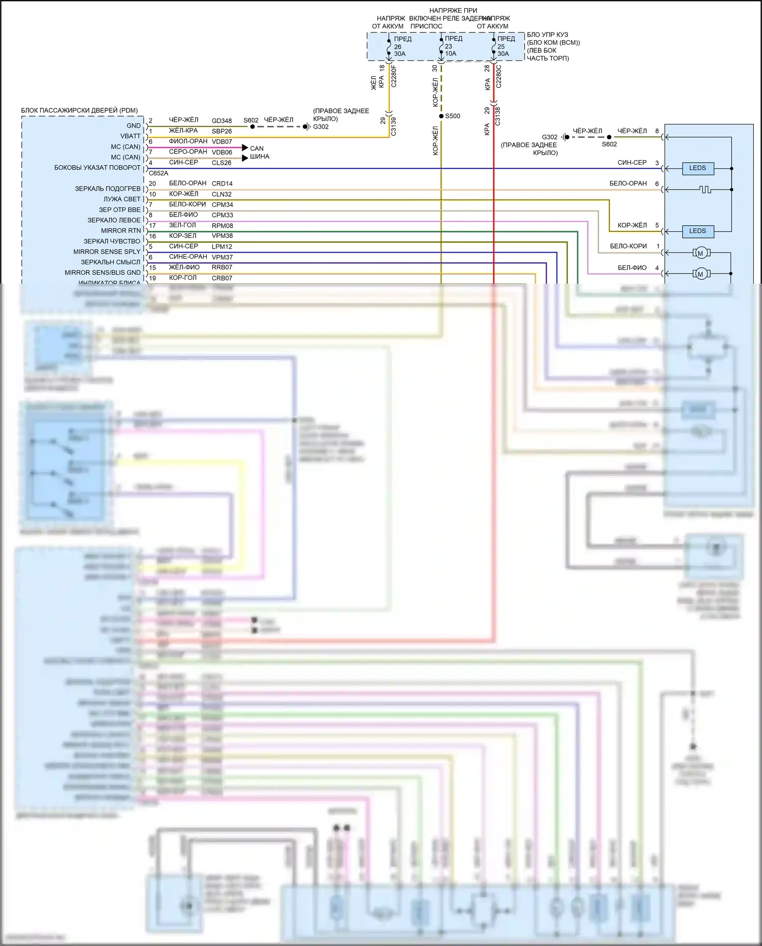 Explorer Ford V рестайлинг (2015-2018): Электросхема зеркал памяти 