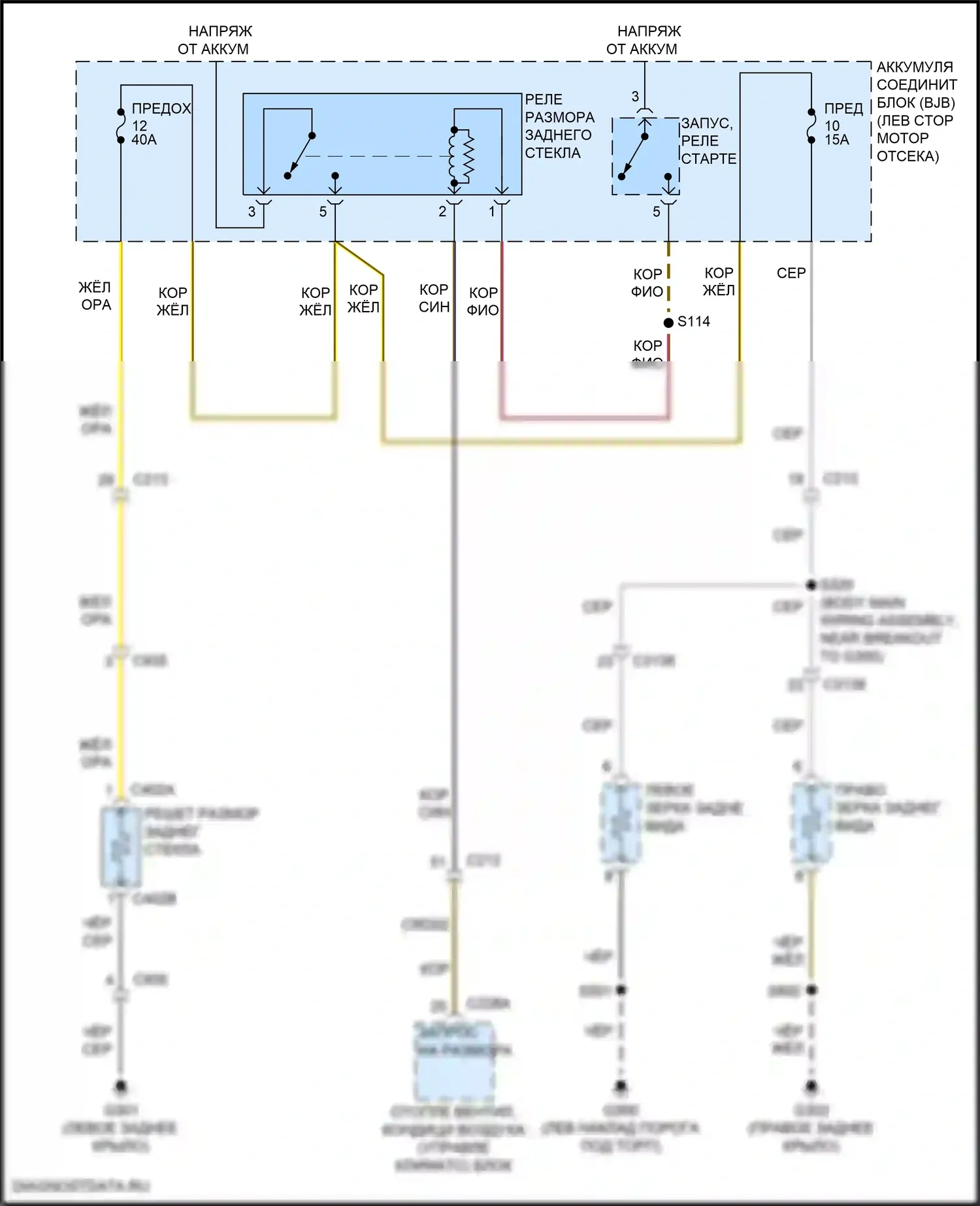 Explorer Ford V рестайлинг (2015-2018): Электросхема подогрева стекол 