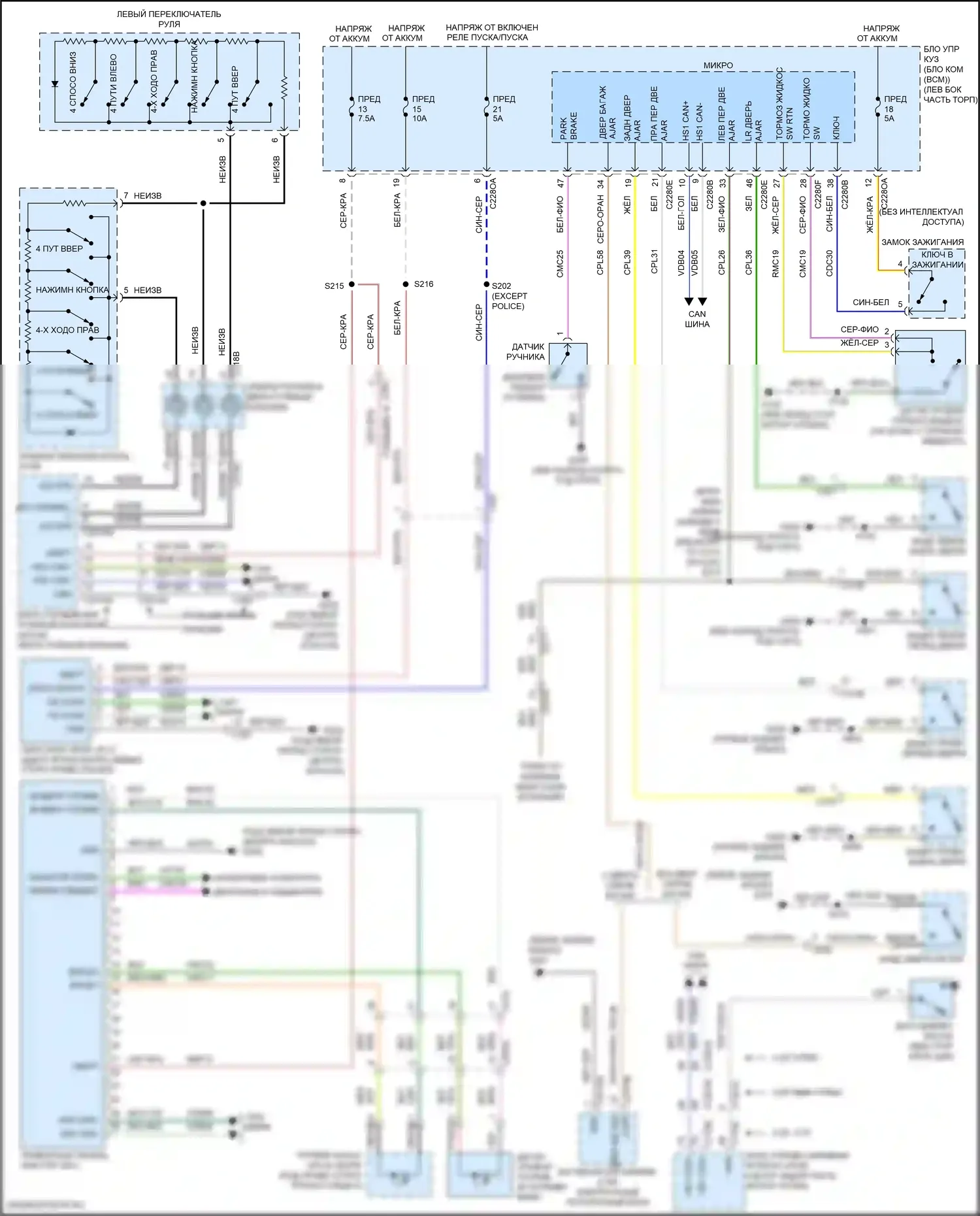 Explorer Ford V рестайлинг (2015-2018): Электросхема приборной панели 