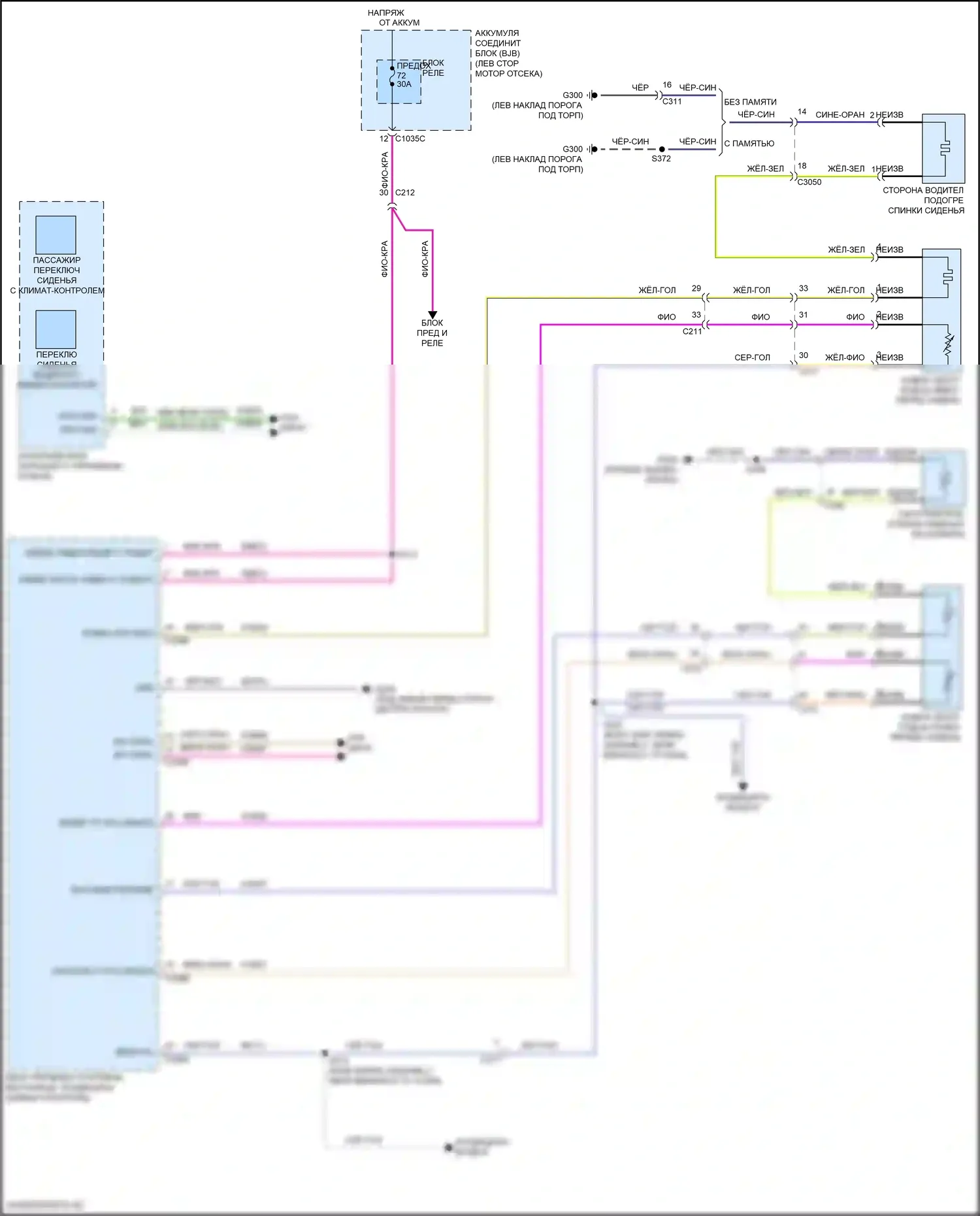 Explorer Ford V рестайлинг (2015-2018): Электросхема передних обогреваемых сидений 