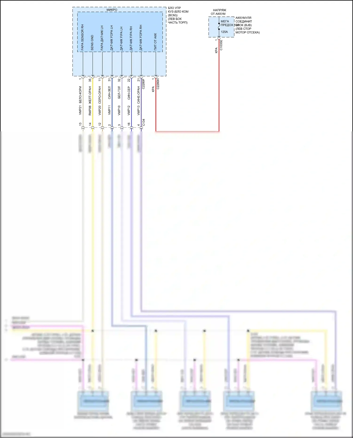 Explorer Ford V рестайлинг (2015-2018): Электросхема парктроника (2 из 2) 