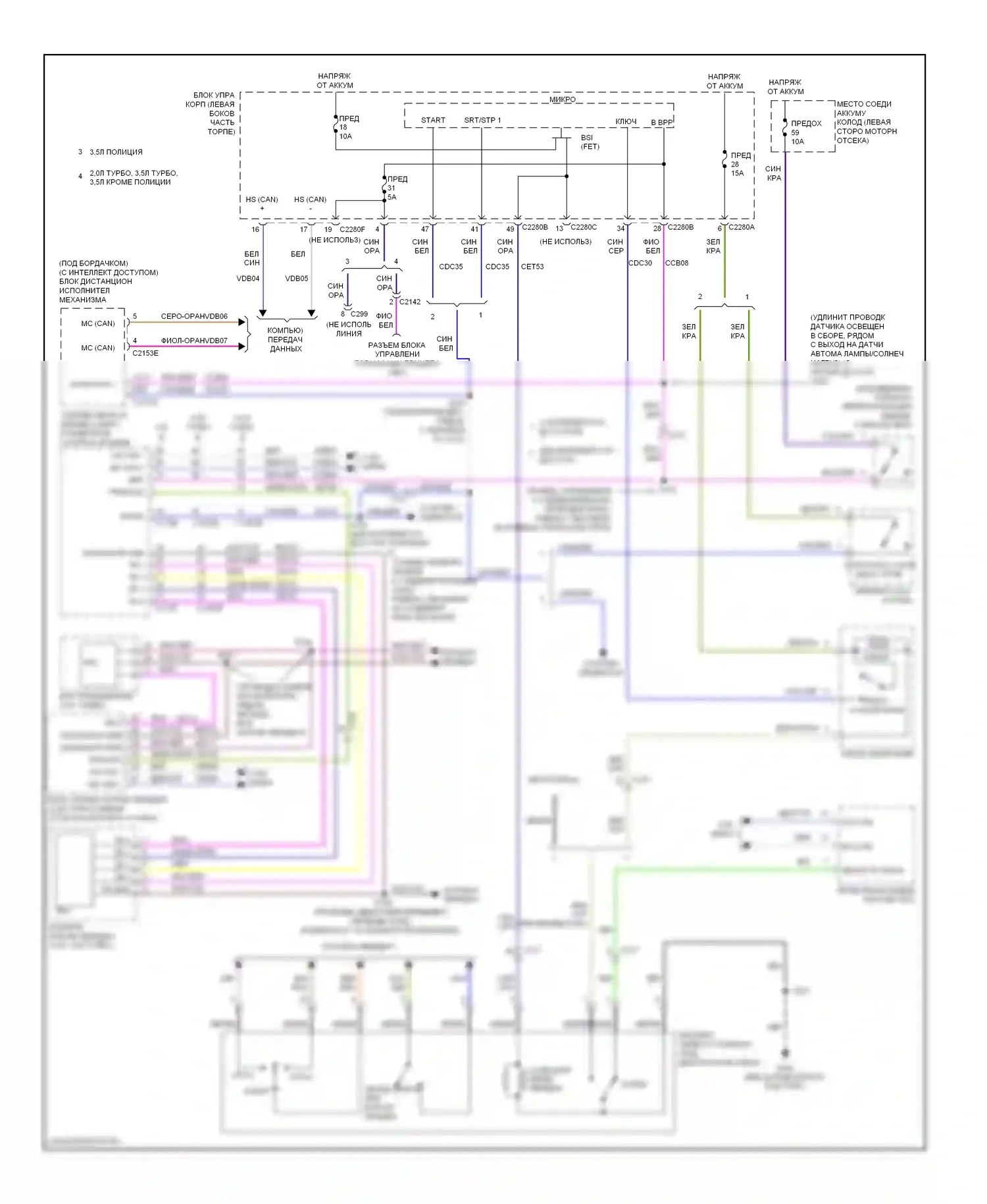 Explorer Ford V (2010-2015): Электросхема блокировки селектора, со сдвигом пола 