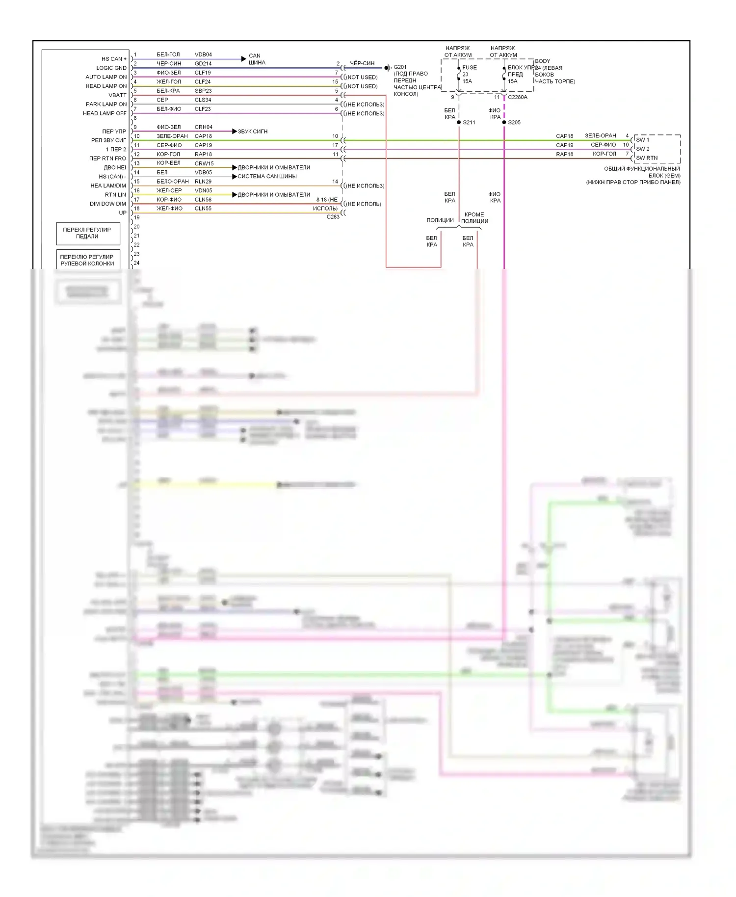 Explorer Ford V (2010-2015): Электросхема рулевая колонка 