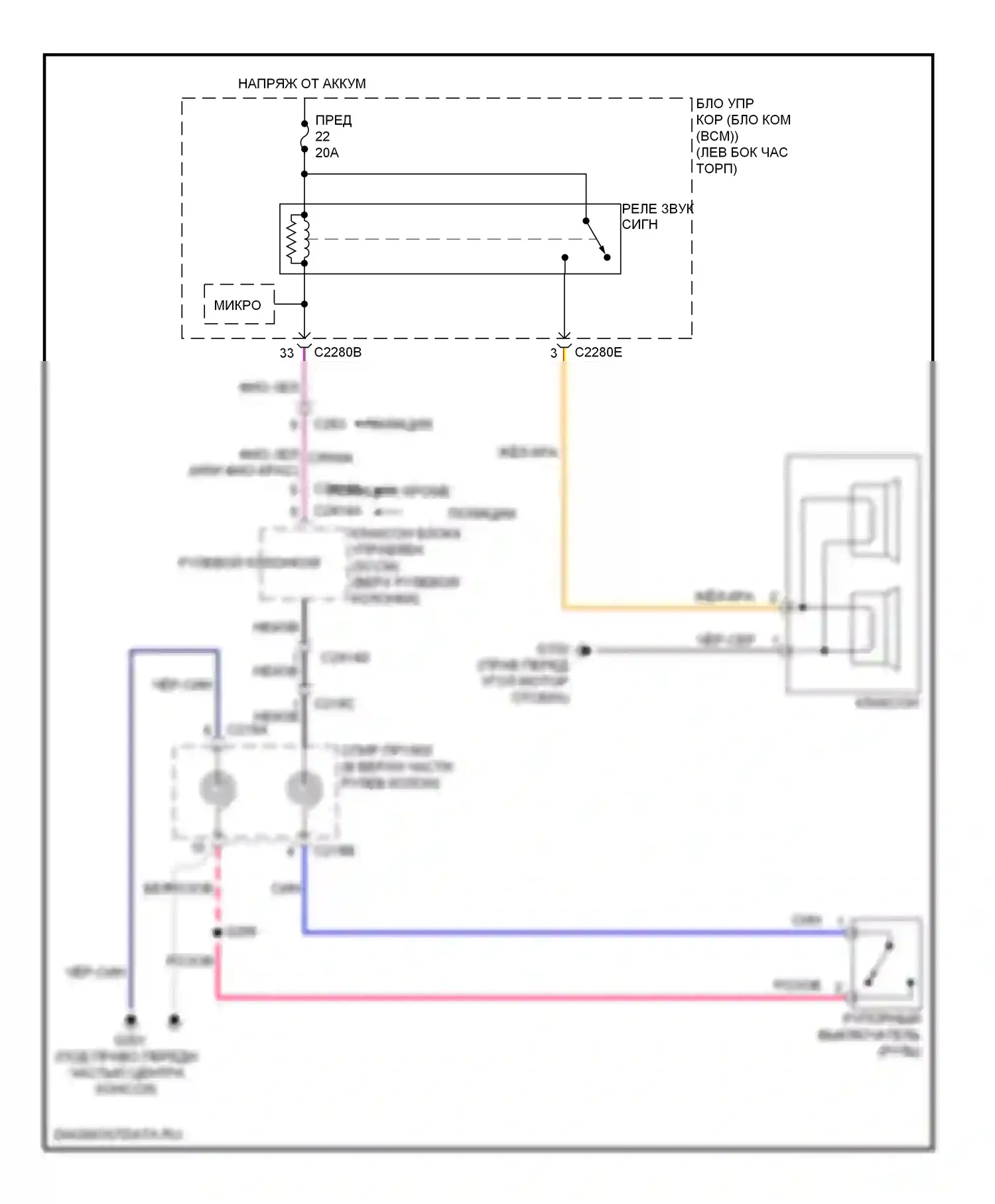 Explorer Ford V (2010-2015): Электросхема клаксона 
