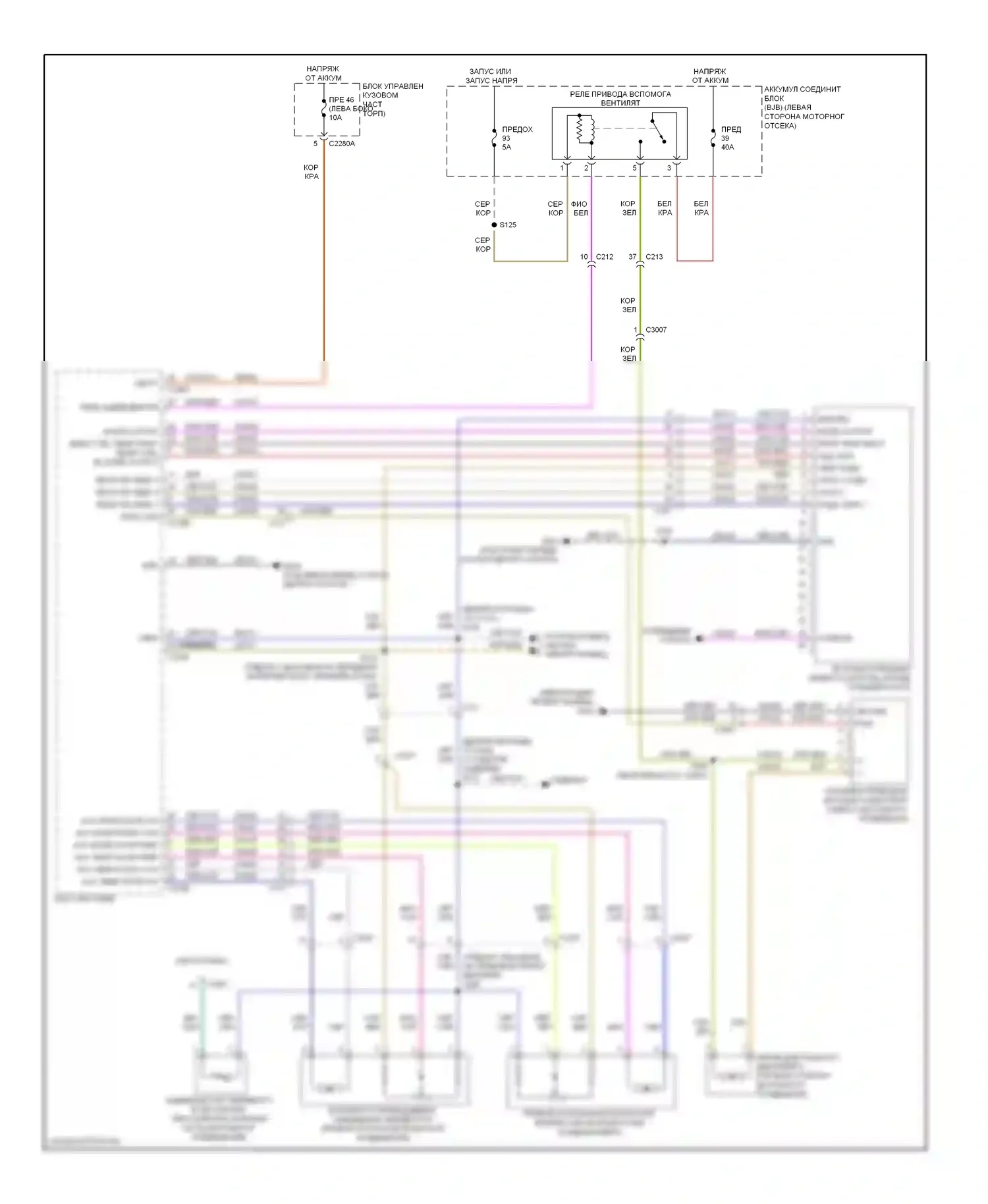 Explorer Ford V (2010-2015): Электросхема вспомогательного вентилятора 