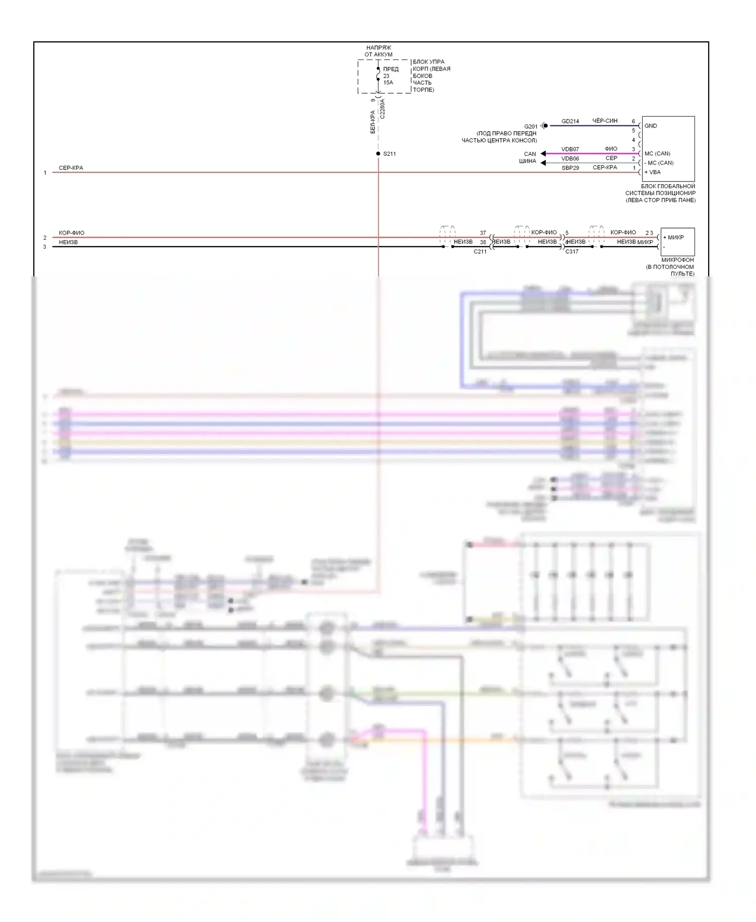Explorer Ford V (2010-2015): Электросхема магнитолы синхронизации с генератором синхронизации 1 (2 из 2) 