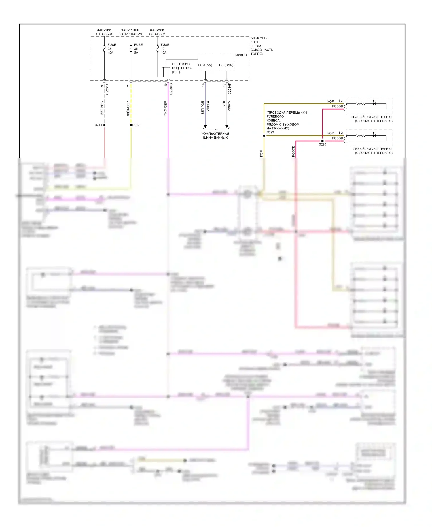 Explorer Ford V (2010-2015): Электросхема подсветки приборной панели 
