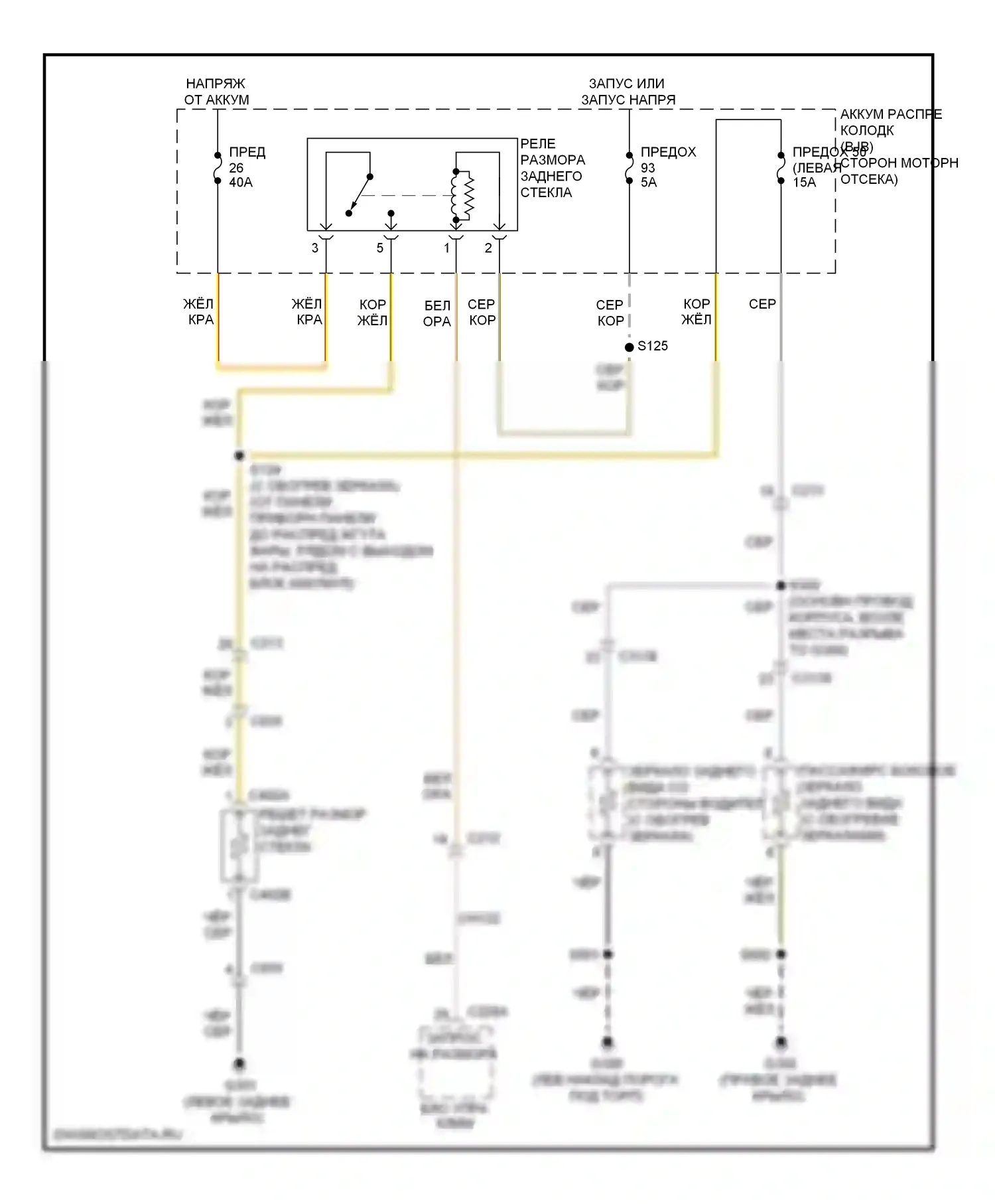 Explorer Ford V (2010-2015): Электросхема подогрева стекол 