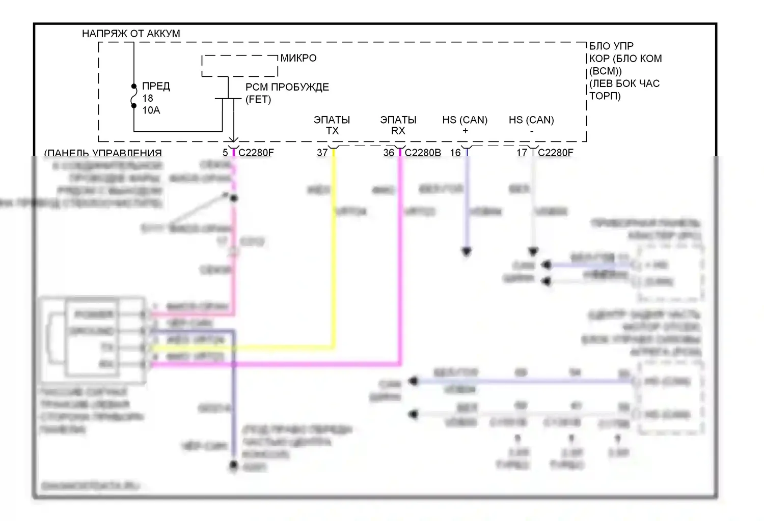 Explorer Ford V (2010-2015): Пассивная сигнализации электросхема, без интеллектуального доступа 