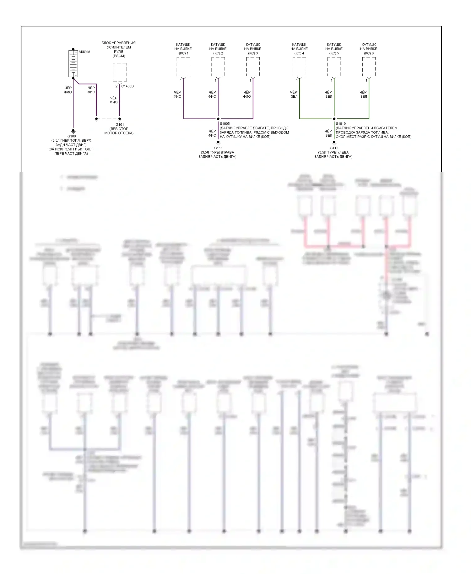 Explorer Ford V (2010-2015): Электросхема разводки массы (2 из 6) 