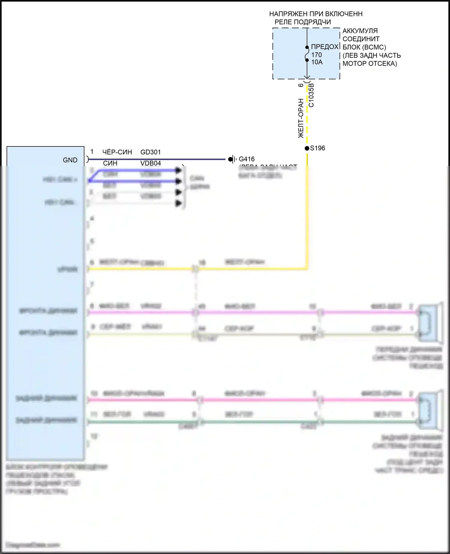 Explorer Ford VI рестайлинг (2022-2024): Электросхема оповещения пешеходов 