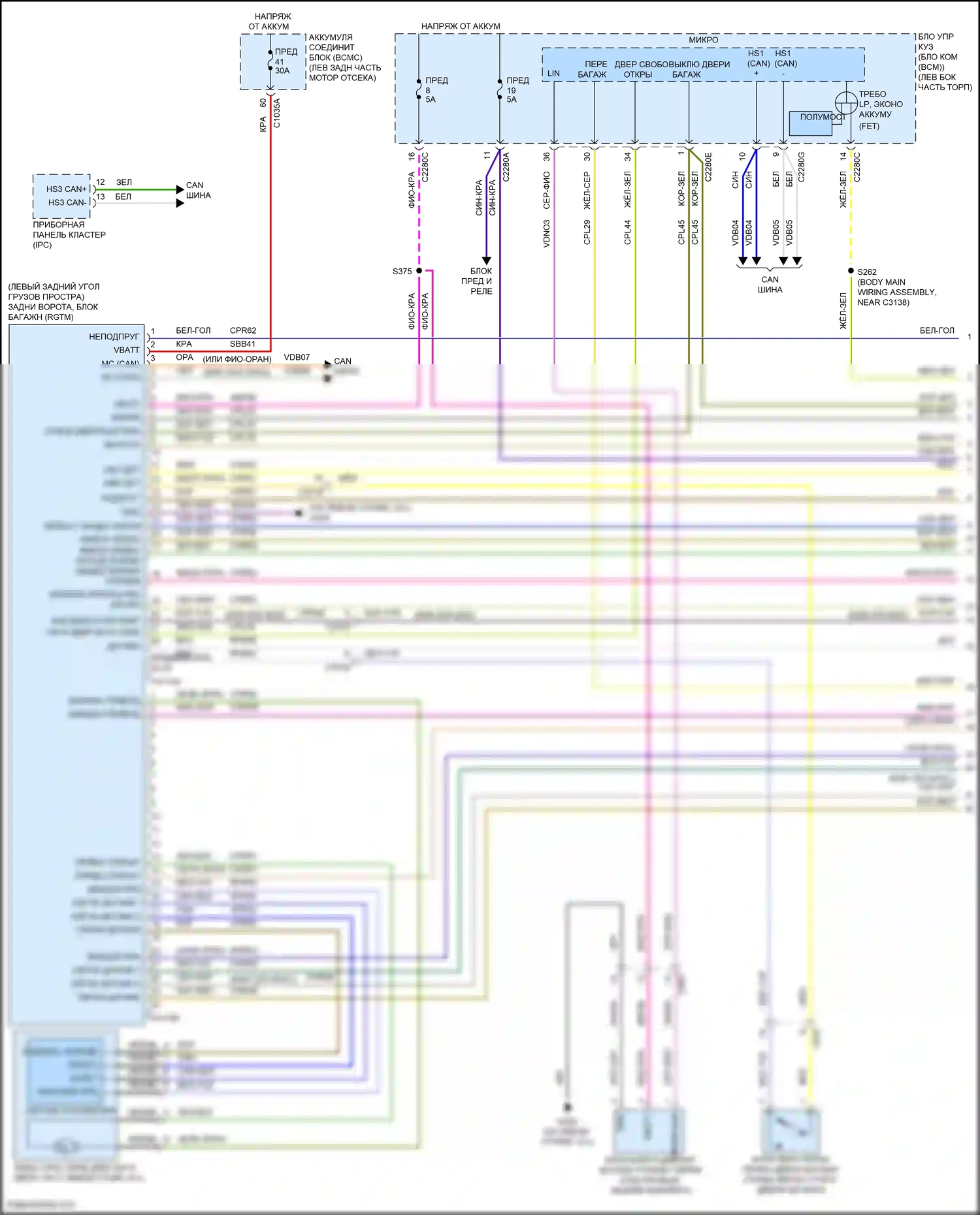 Explorer Ford VI рестайлинг (2022-2024): Электросхема открытия дверей и люков топливных баков силового багажника (1 из 3) 