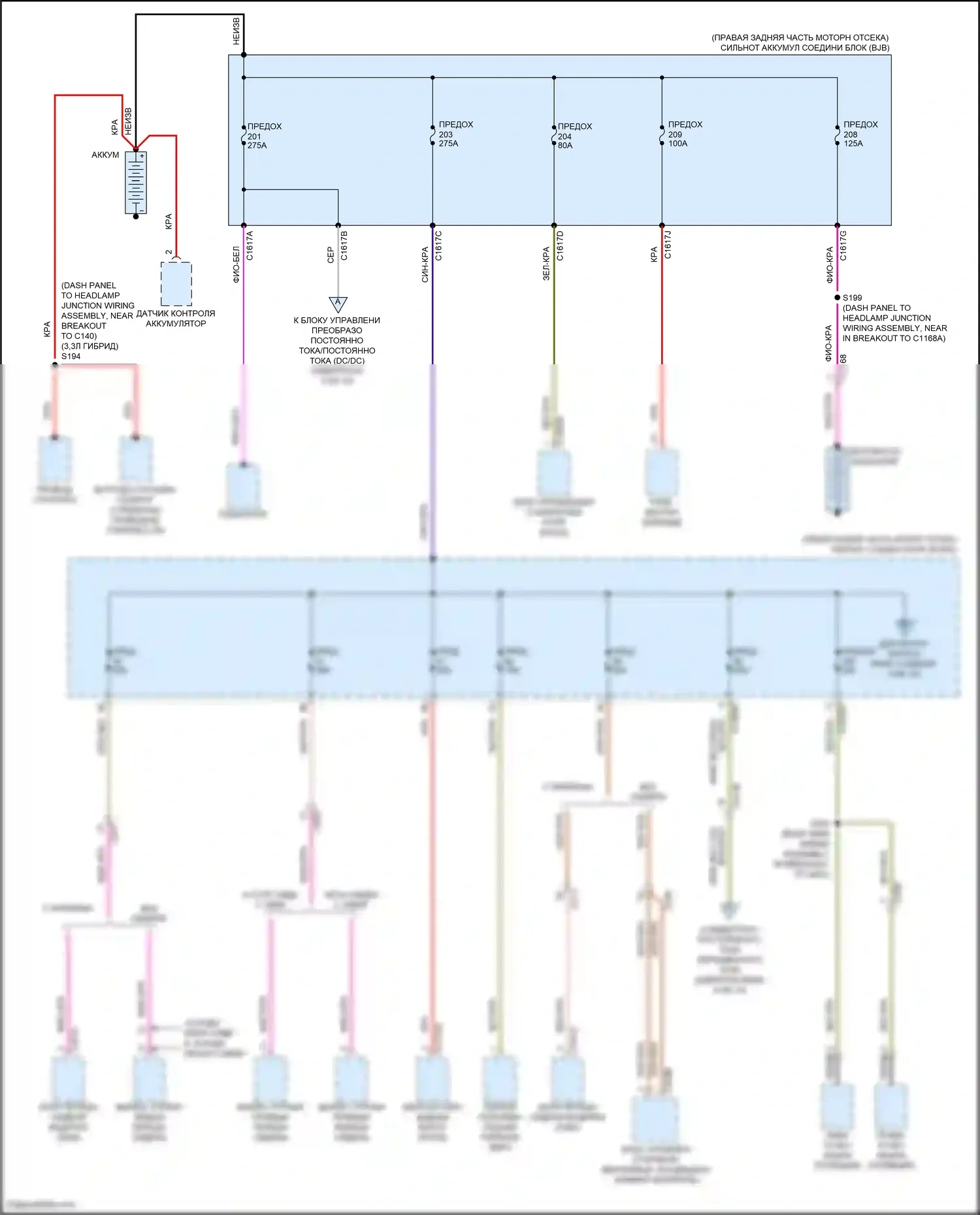 Explorer Ford VI рестайлинг (2022-2024): Электросхема блока предохранителей реле (1 из 10) 