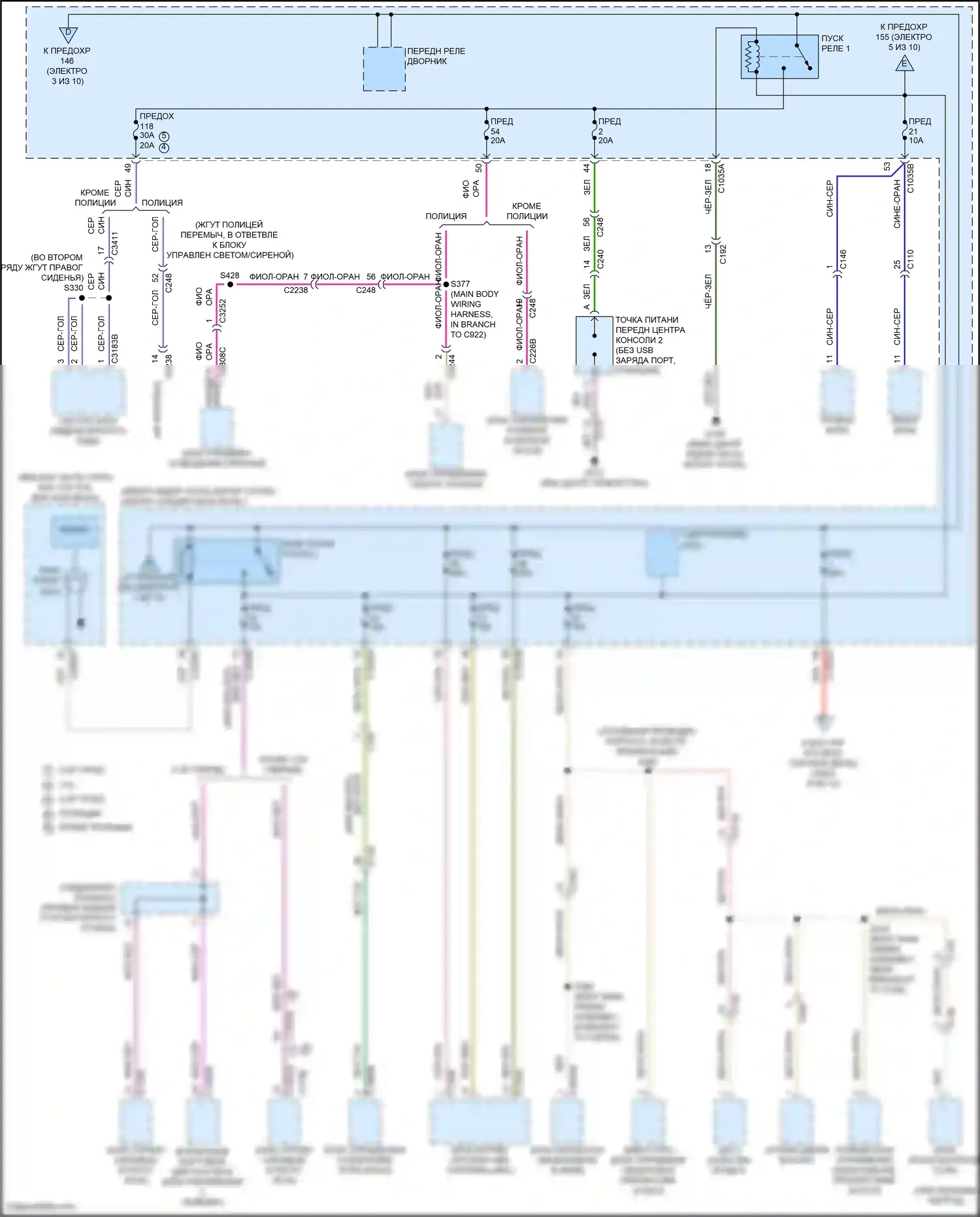 Explorer Ford VI рестайлинг (2022-2024): Электросхема блока предохранителей реле (2 из 10) 