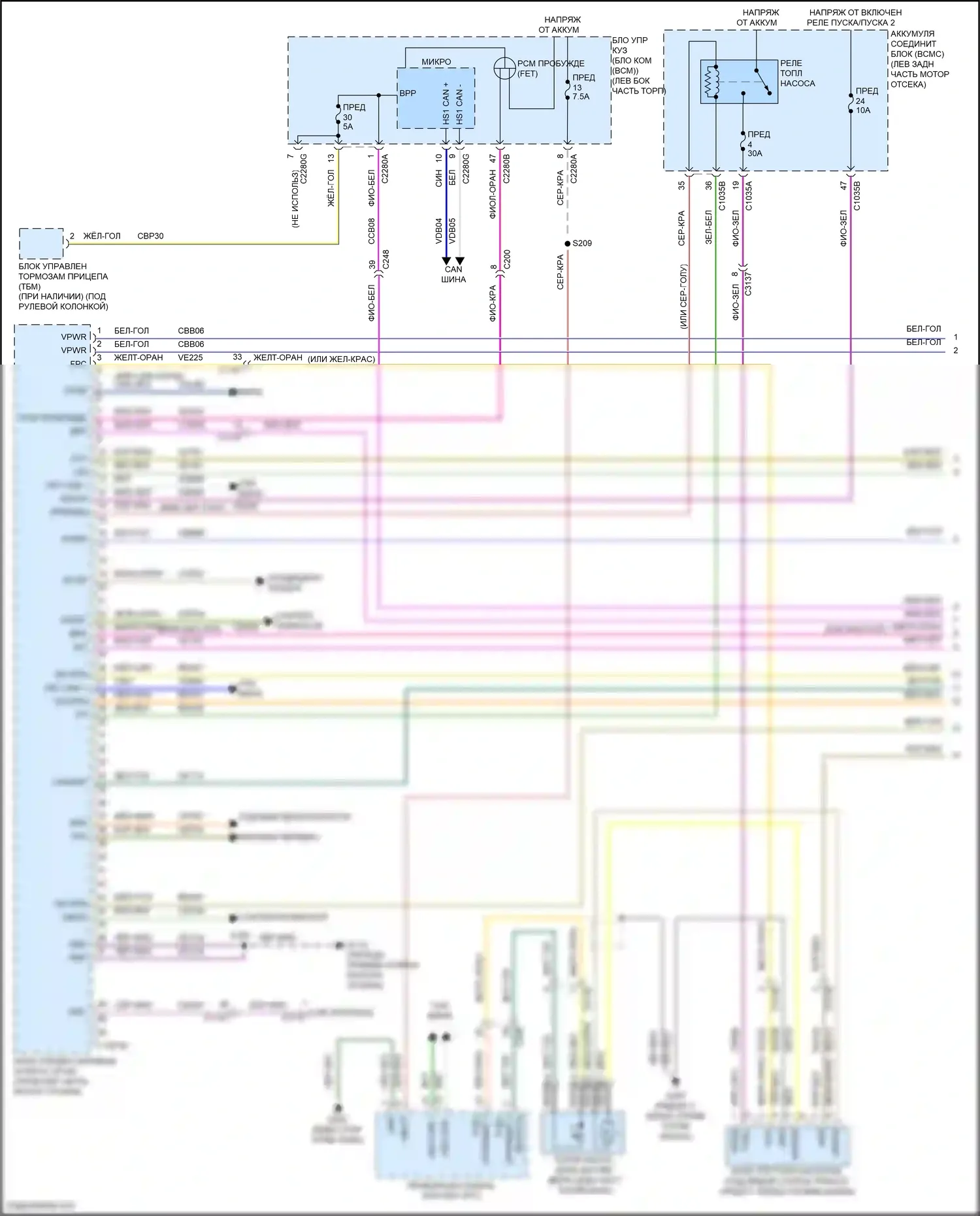 Explorer Ford VI рестайлинг (2022-2024): Электросхема двигателя 3,0л турбо (1 из 12) 