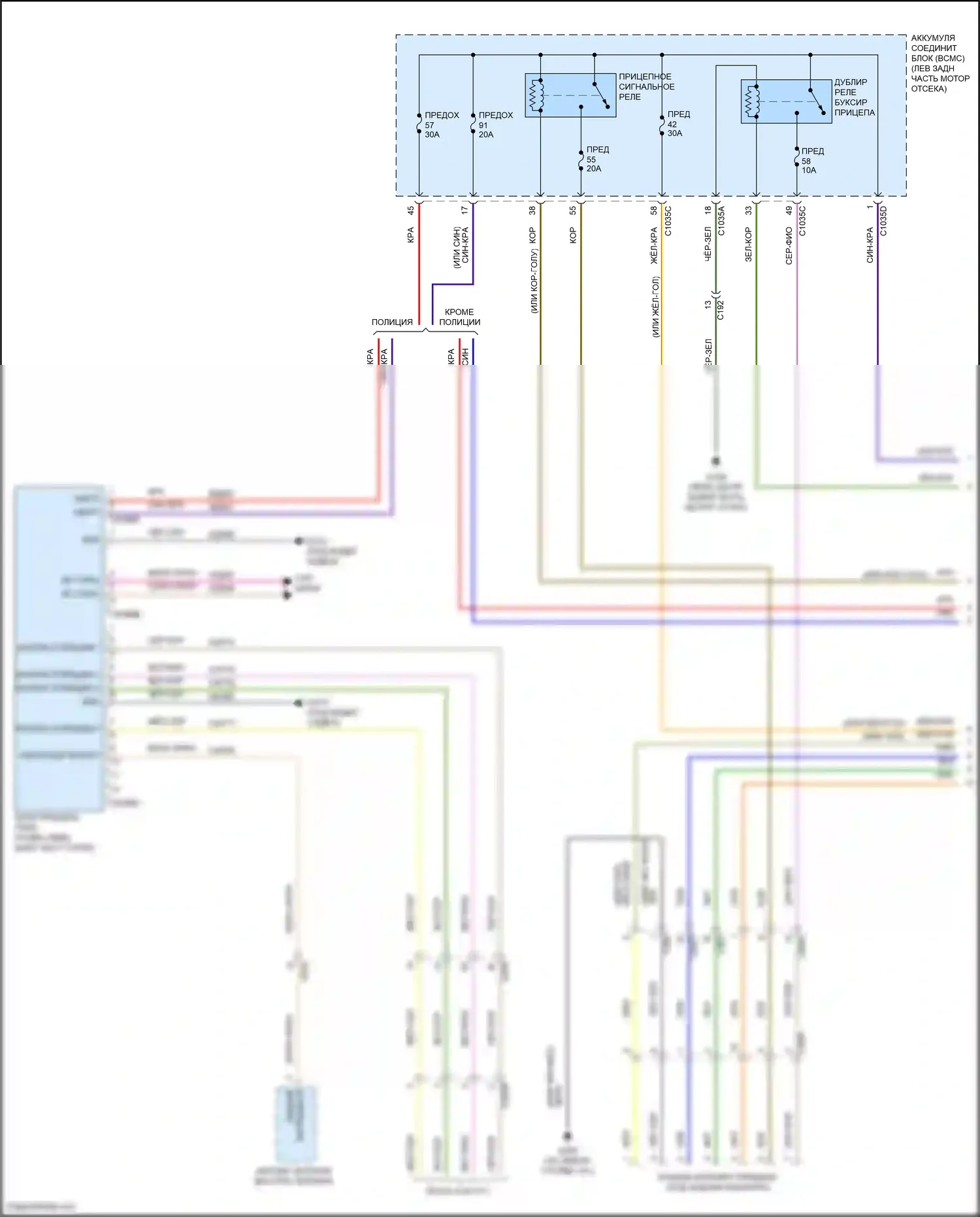 Explorer Ford VI рестайлинг (2022-2024): Электросхема адаптера прицепа/кемпера (1 из 2) 