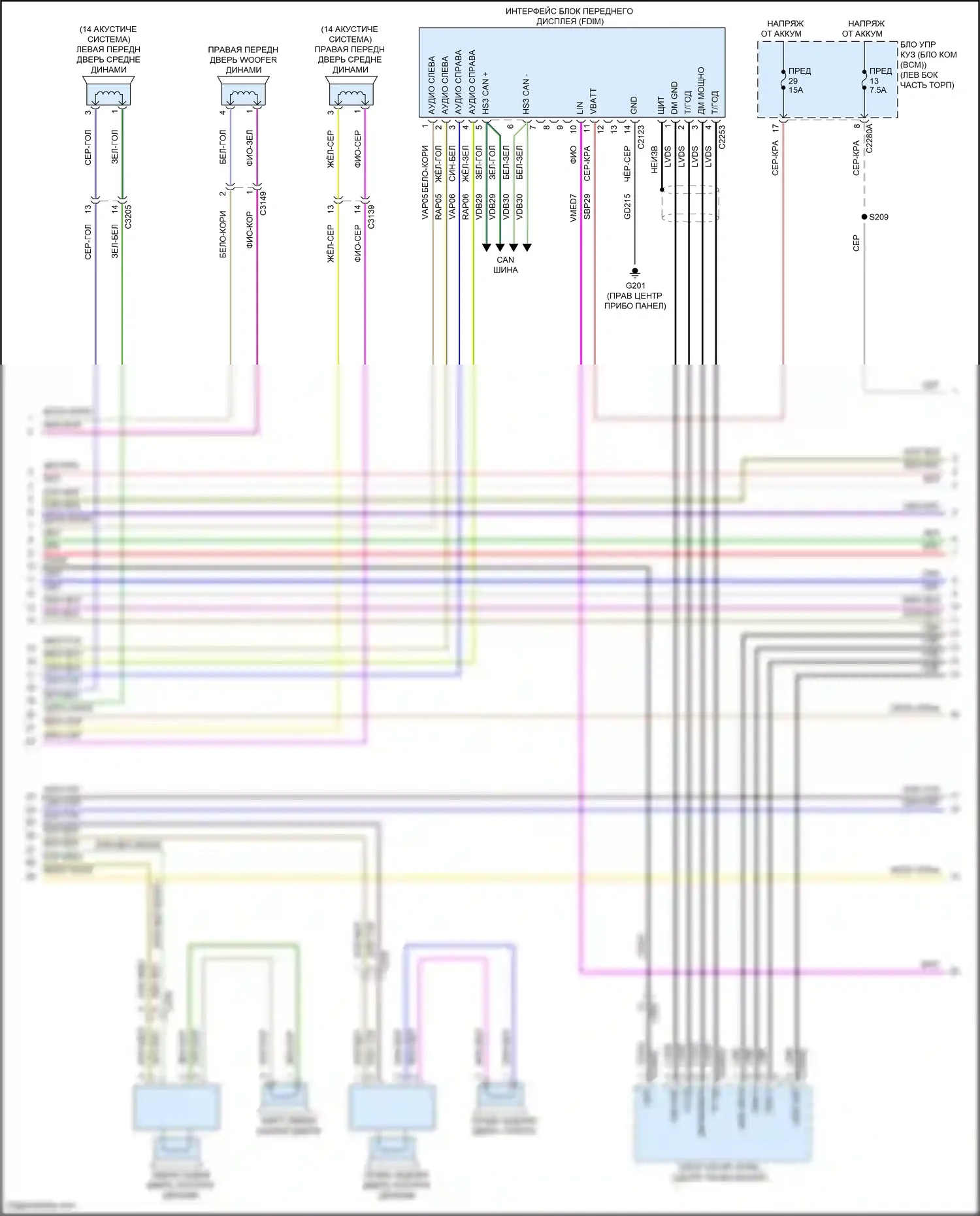 Explorer Ford VI рестайлинг (2022-2024): Электросхема радиосинхронизации, 12 и 14 динамиков (3 из 5) 