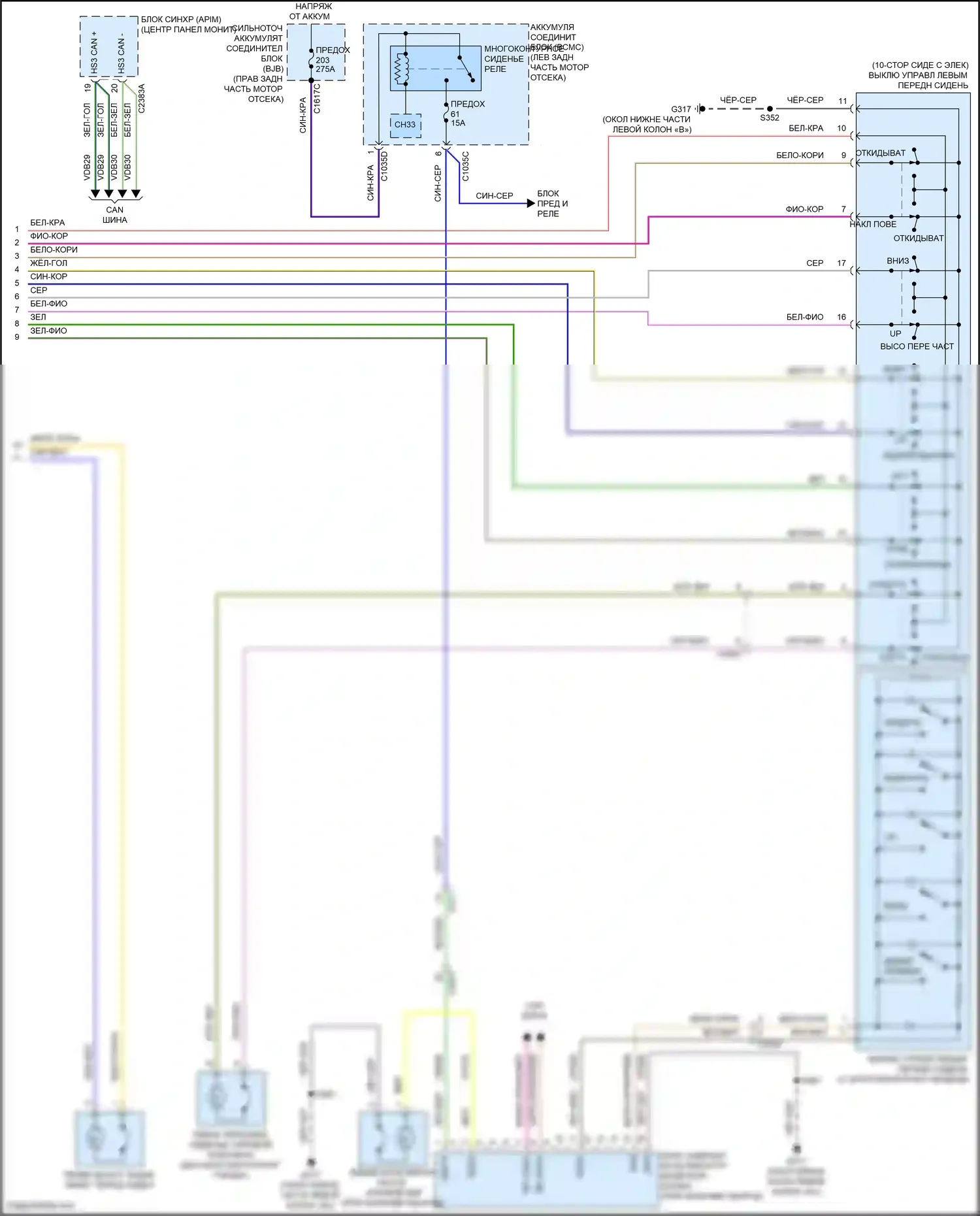 Explorer Ford VI рестайлинг (2022-2024): Электросхема сиденья памяти (2 из 2) 