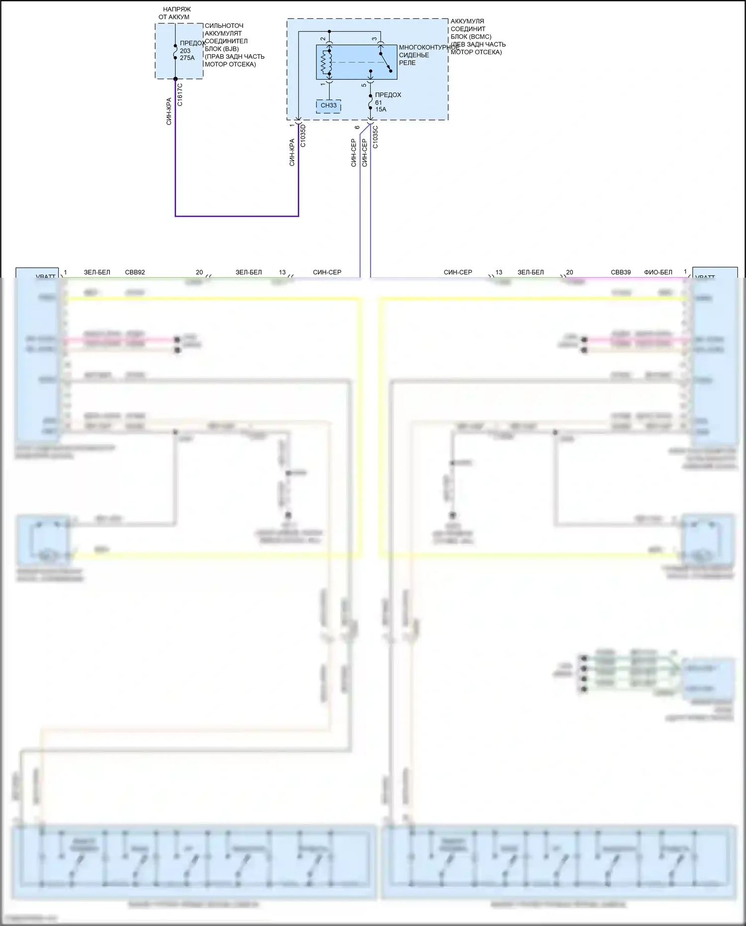 Explorer Ford VI рестайлинг (2022-2024): Электросхема мультиконтурных сидений 