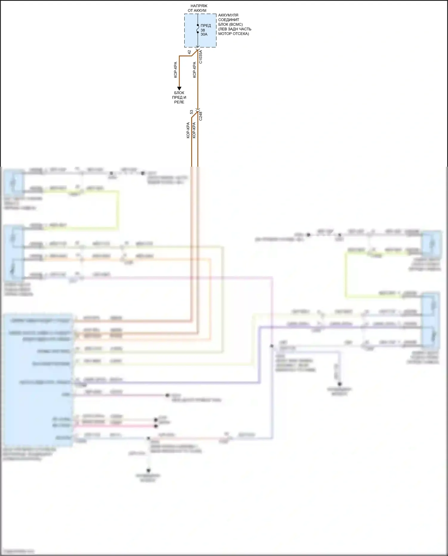 Explorer Ford VI рестайлинг (2022-2024): Электросхема передних обогреваемых сидений, без вентиляции 