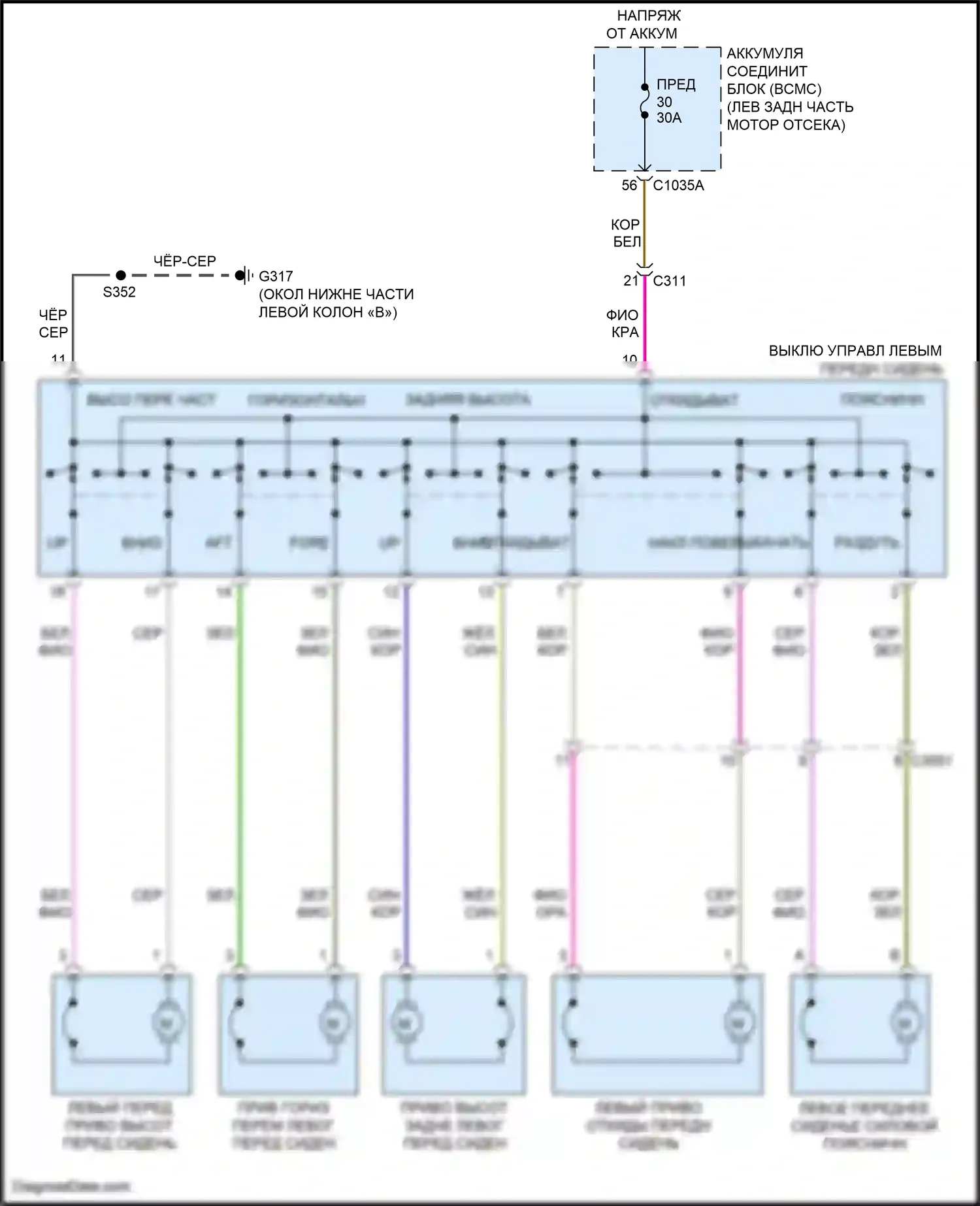 Explorer Ford VI рестайлинг (2022-2024): Электросхема сидений, 10-стороннее сиденье водителя 