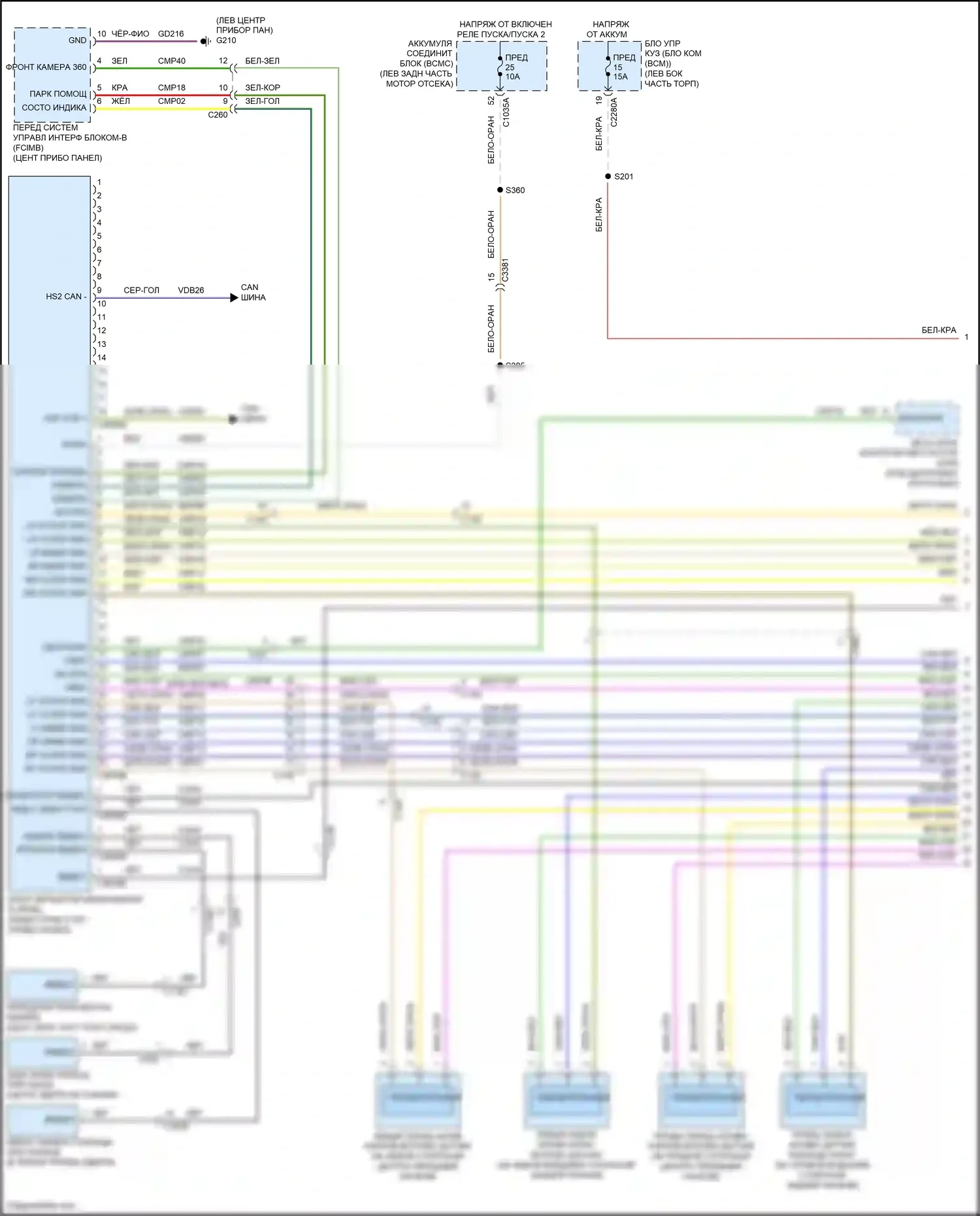 Explorer Ford VI рестайлинг (2022-2024): Электросхема камеры кругового обзора (1 из 2) 