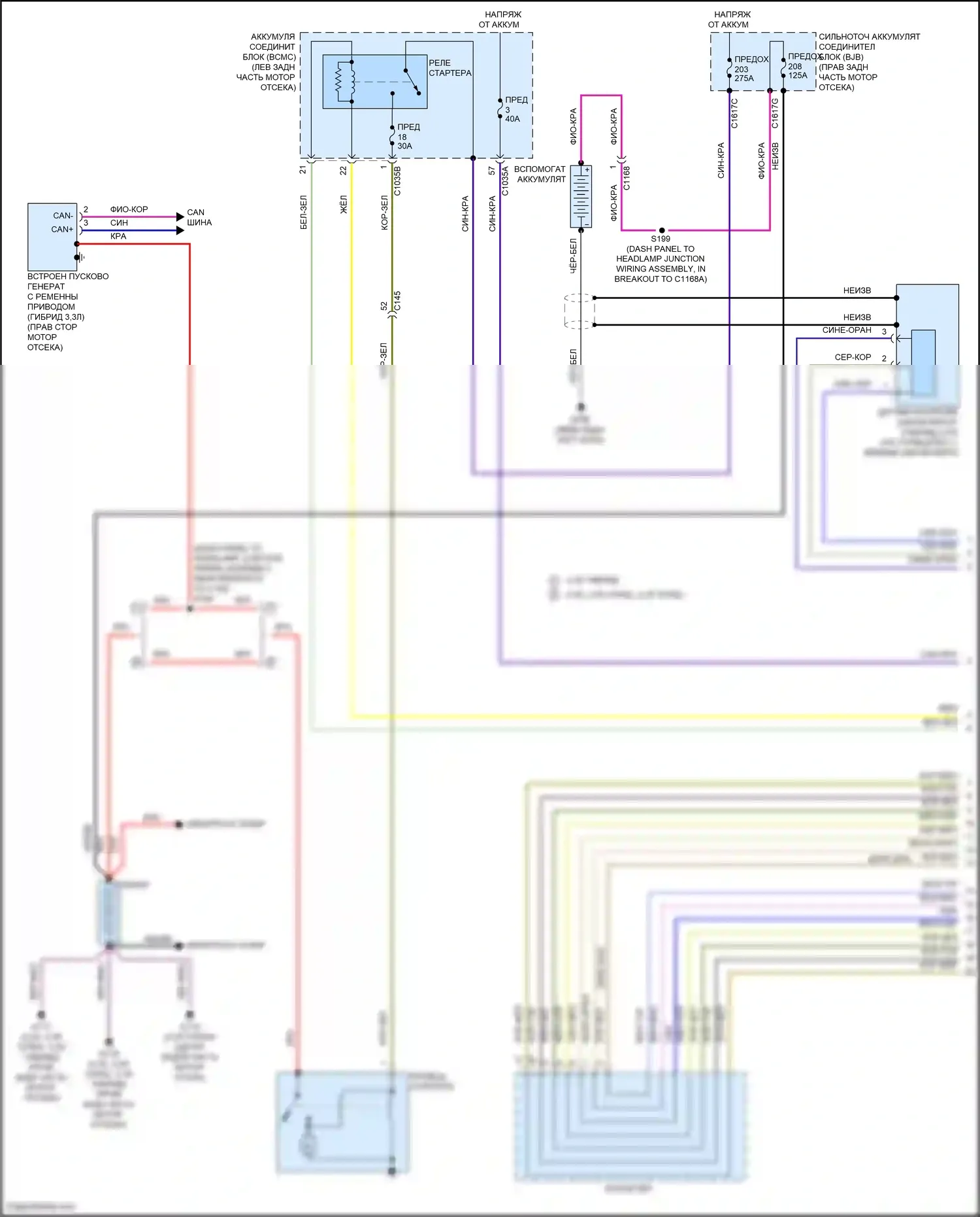 Explorer Ford VI рестайлинг (2022-2024): 3.3л гибрид, электросхема стартера (1 из 2) 