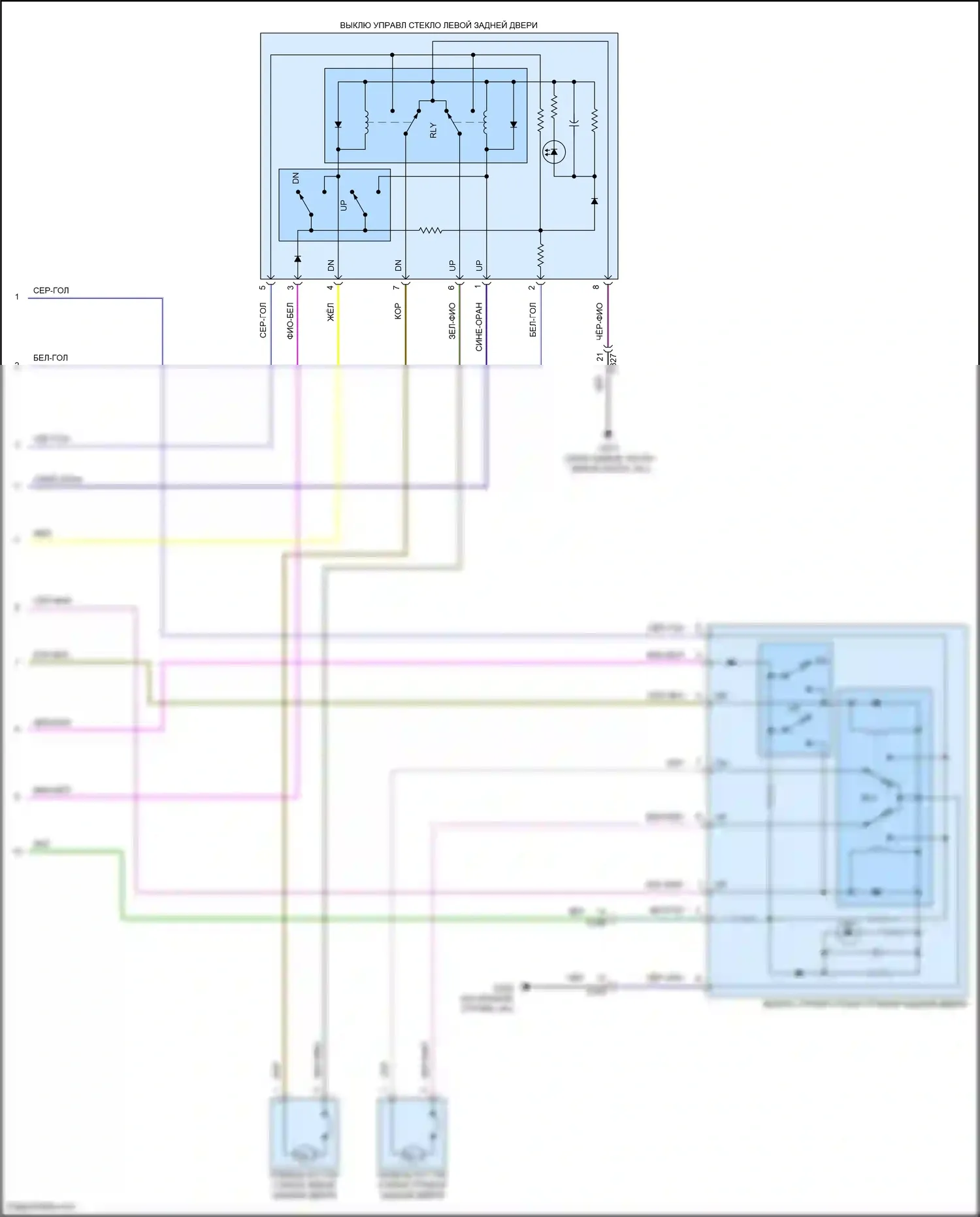 Explorer Ford VI рестайлинг (2022-2024): Электросхема стеклоподъемников (2 из 2) 