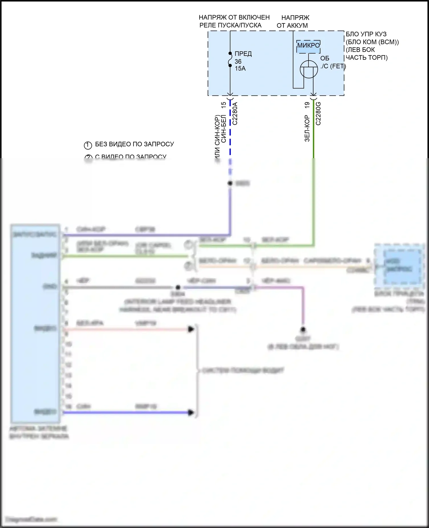 Explorer Ford VI рестайлинг (2022-2024): Электросхема электрохромного зеркала, полиция 