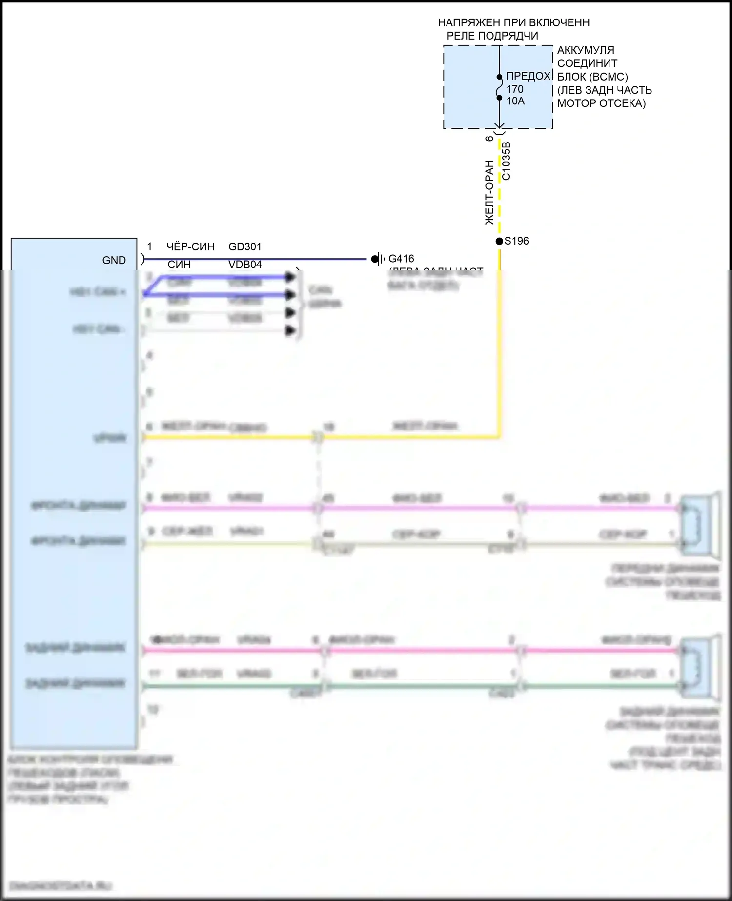 Explorer Ford VI (2019-2024): Электросхема оповещения пешеходов 