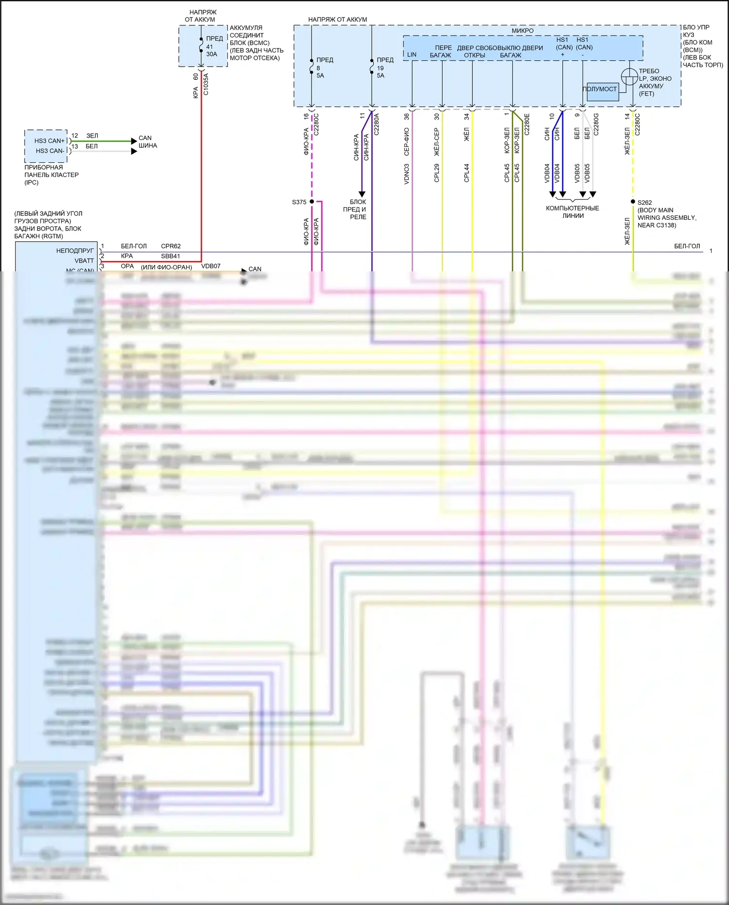 Explorer Ford VI (2019-2024): Электросхема открытия дверей и люков топливных баков силового багажника (1 из 3) 