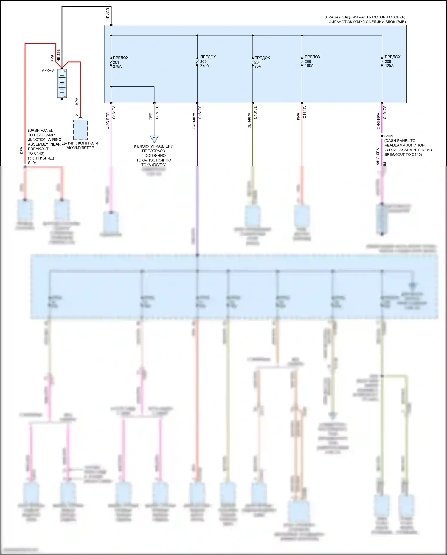 Explorer Ford VI (2019-2024): Электросхема блока предохранителей реле (1 из 10) 